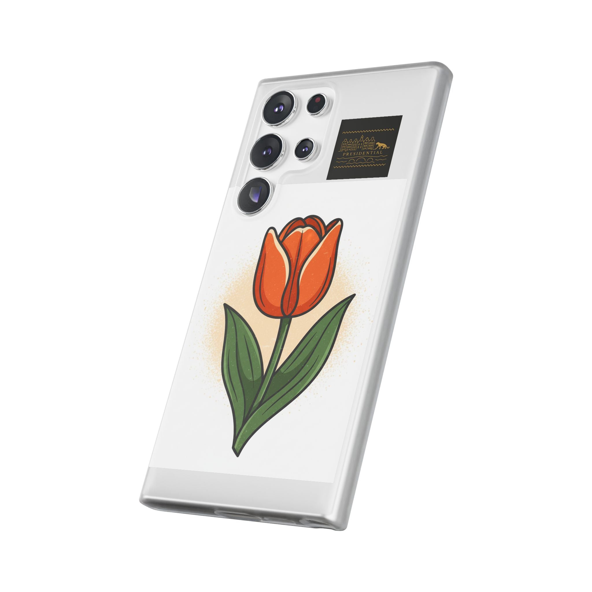 Orange Tulip Phone Case – Floral Flexi Case for Women, Spring Gift