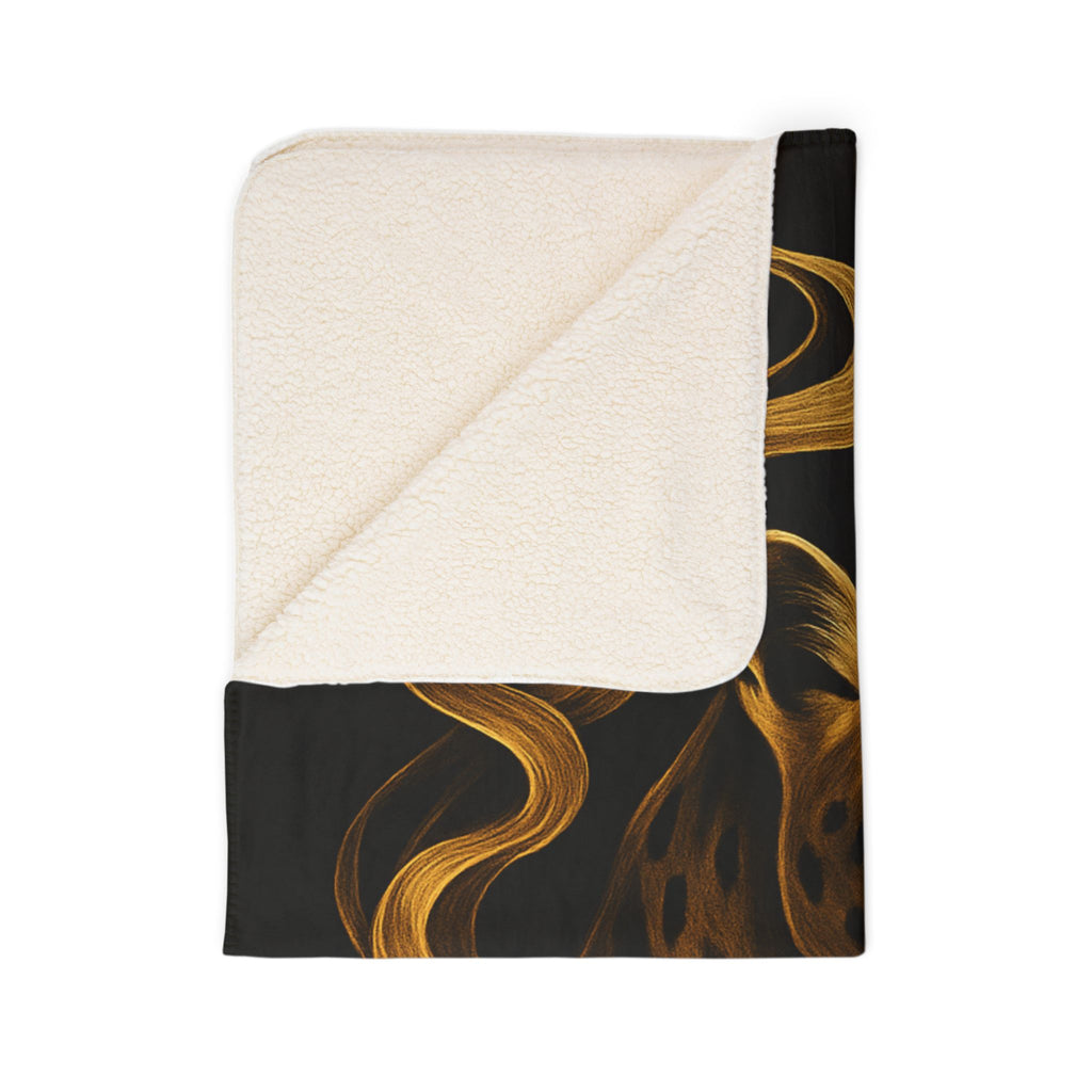 Leopard Flame Fleece Sherpa Blanket — Golden Wild Cat Cozy Throw