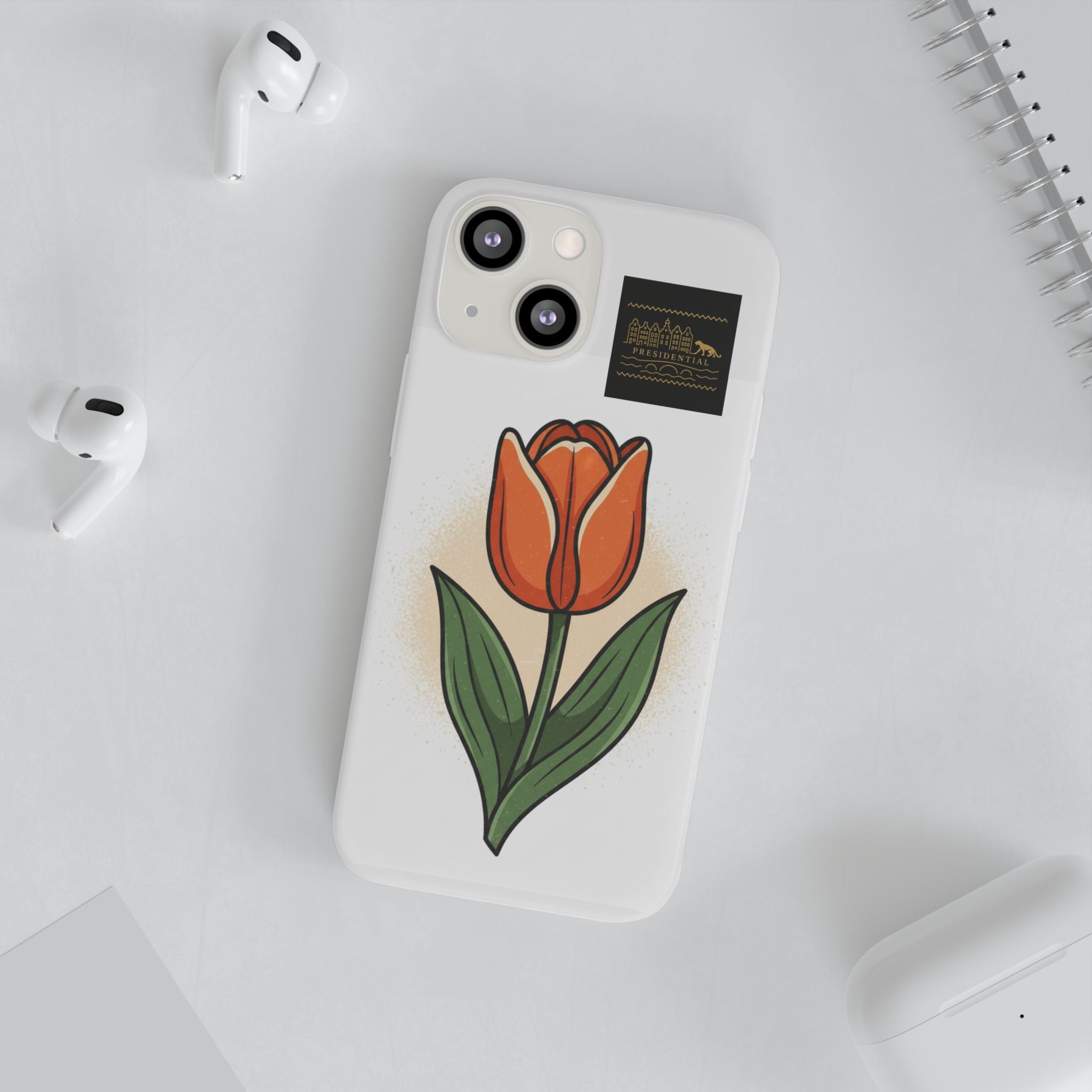 Orange Tulip Phone Case – Floral Flexi Case for Women, Spring Gift