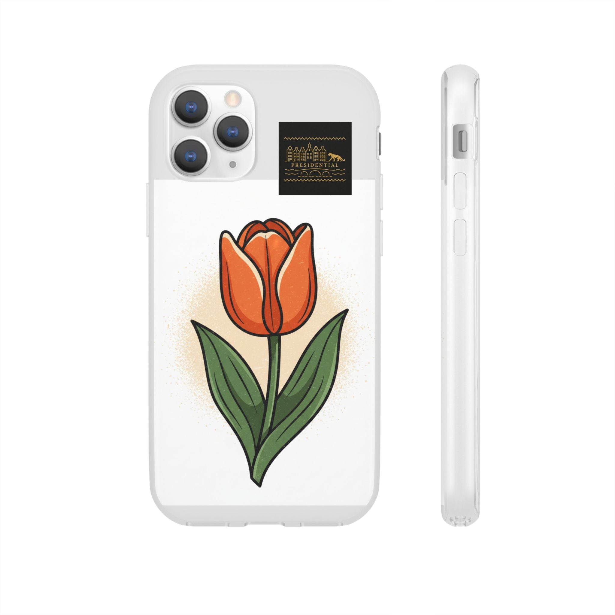 Orange Tulip Phone Case – Floral Flexi Case for Women, Spring Gift