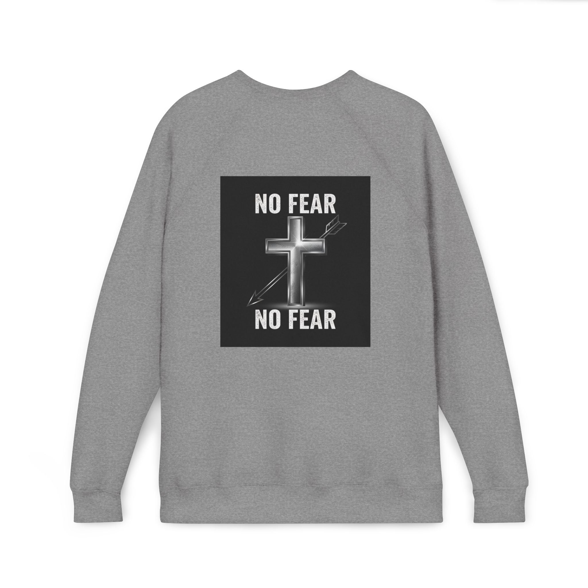 No Fear Cross Sweatshirt — Christian Faith Graphic Raglan
