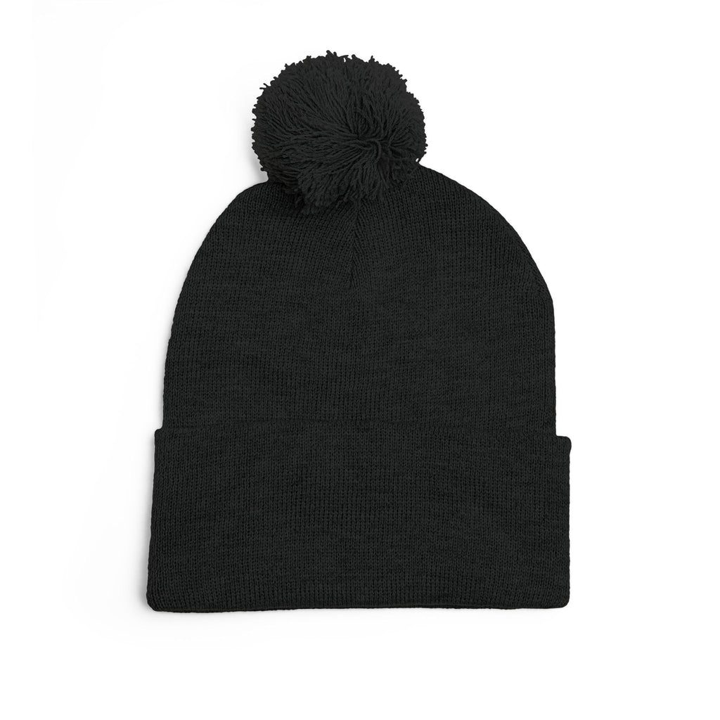 Embroidered Leopard Pom-Pom Knit Cap — Cozy Winter Beanie