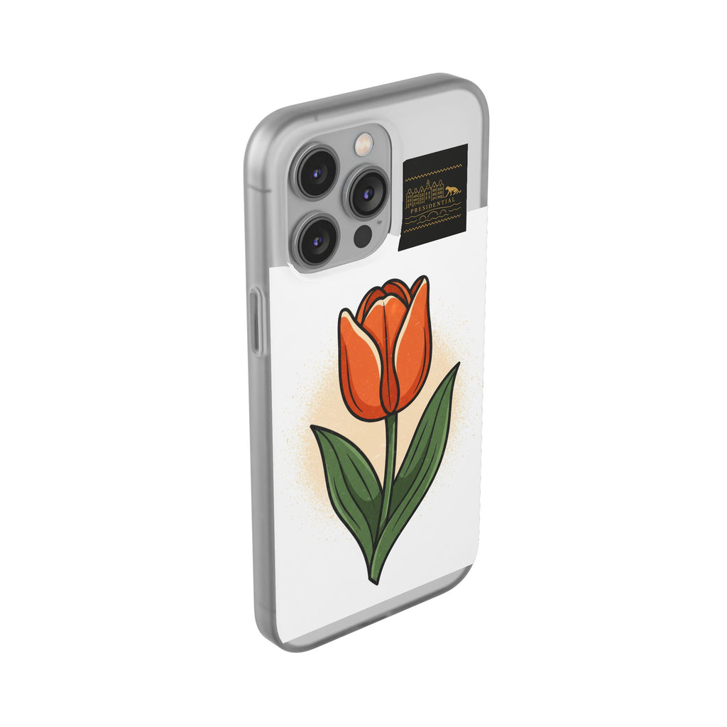 Orange Tulip Phone Case – Floral Flexi Case for Women, Spring Gift