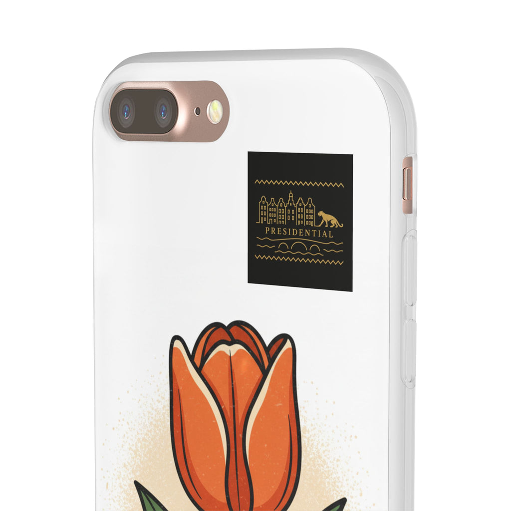 Orange Tulip Phone Case – Floral Flexi Case for Women, Spring Gift