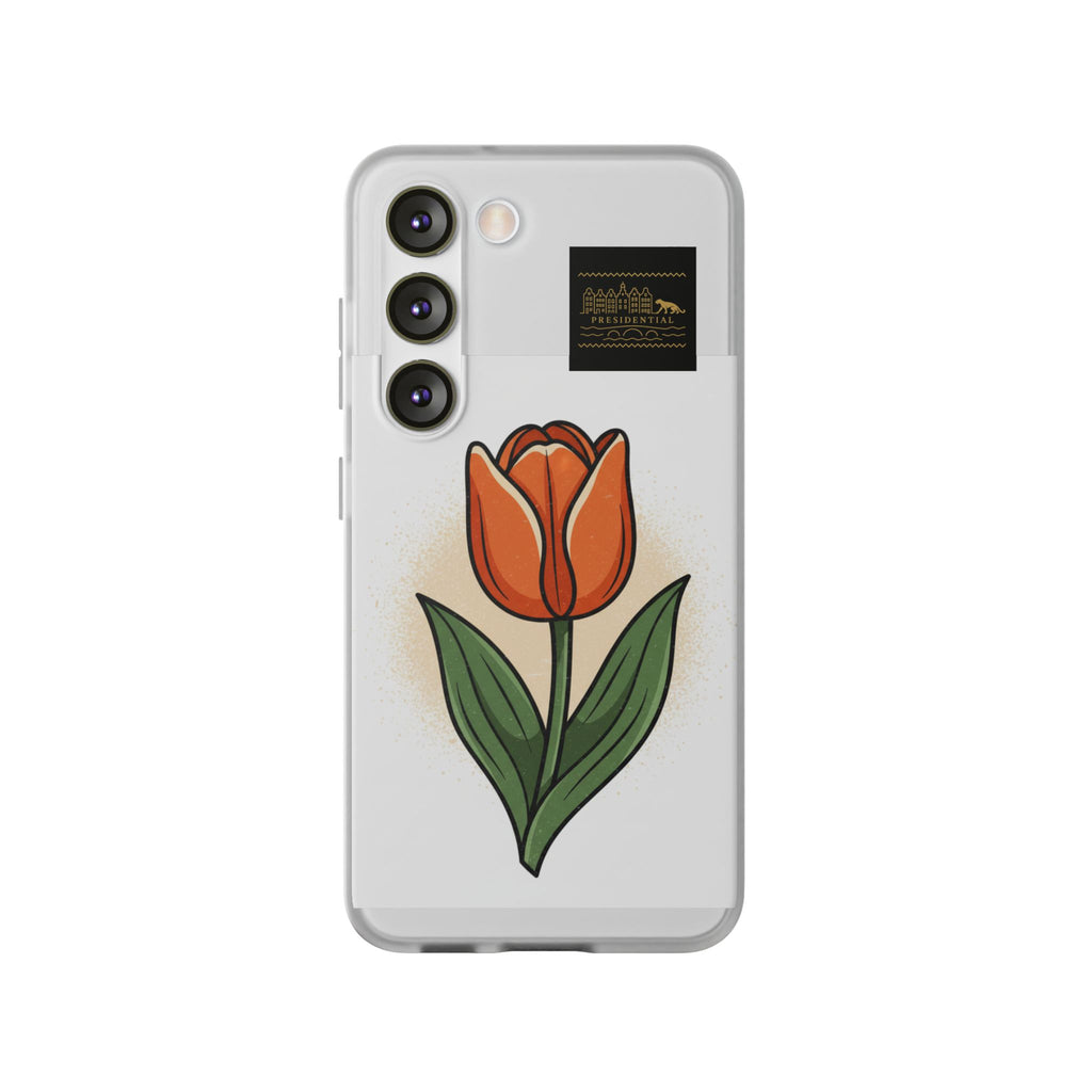 Orange Tulip Phone Case – Floral Flexi Case for Women, Spring Gift