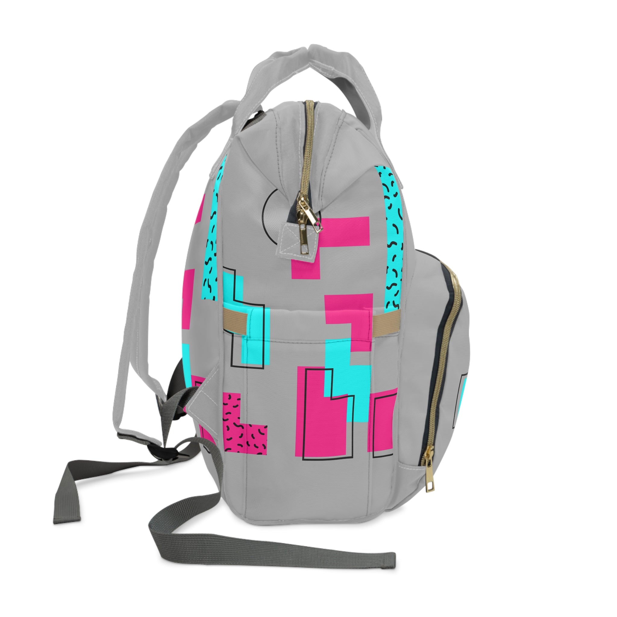 Geometric Neon Diaper Backpack — Multifunctional Baby Changing Bag