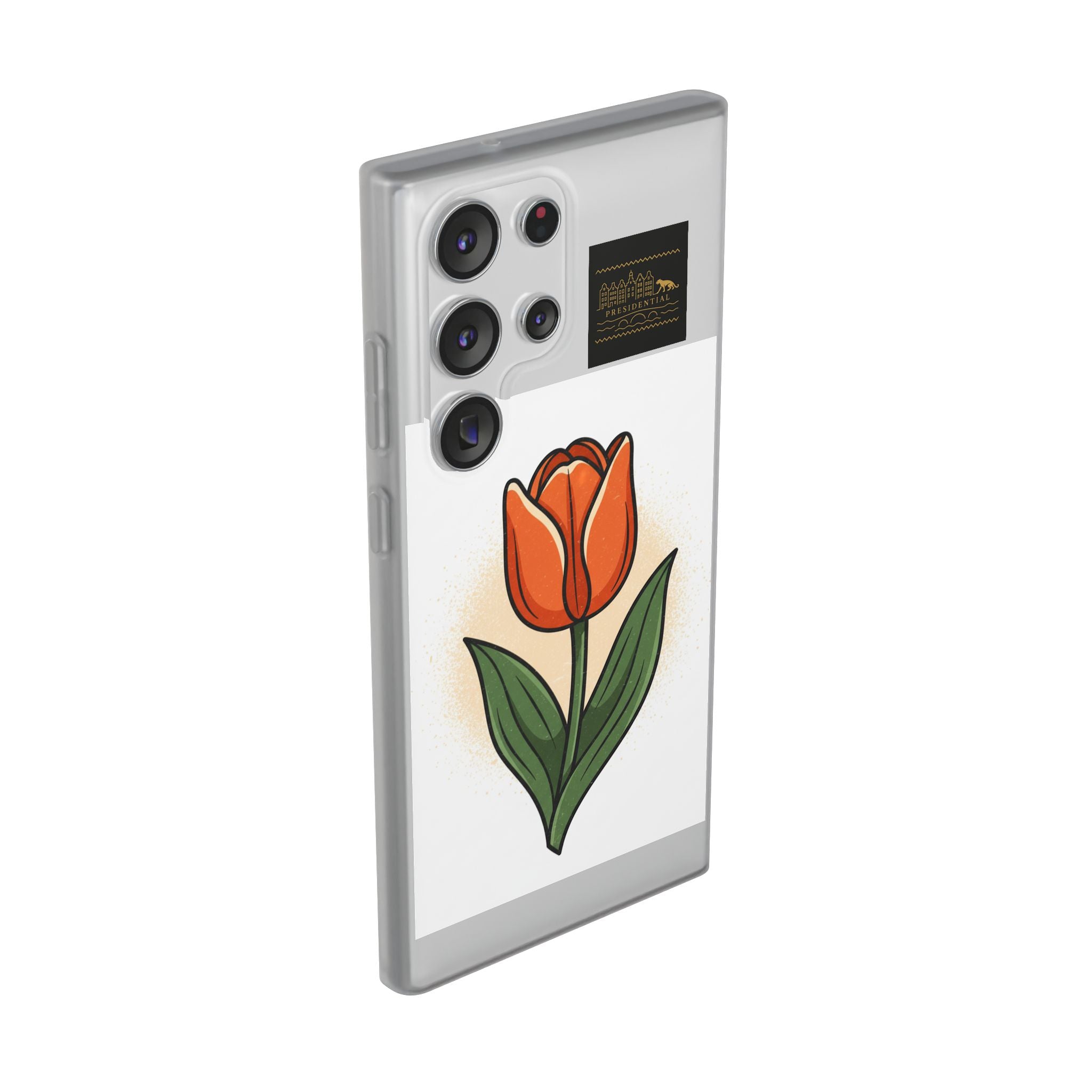 Orange Tulip Phone Case – Floral Flexi Case for Women, Spring Gift