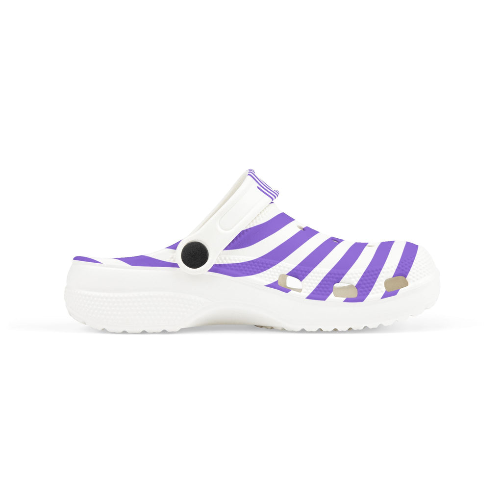Kids Purple Striped Foam Clogs – Lightweight Slip-On Sandals for Boys & Girls