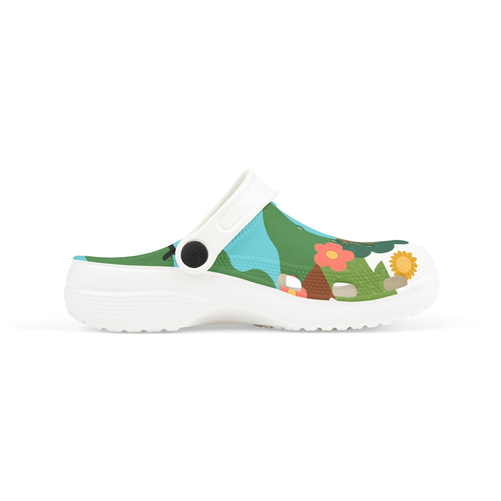 Kids Forest Garden Foam Clogs — Cute Floral River Print EVA Slip-Ons