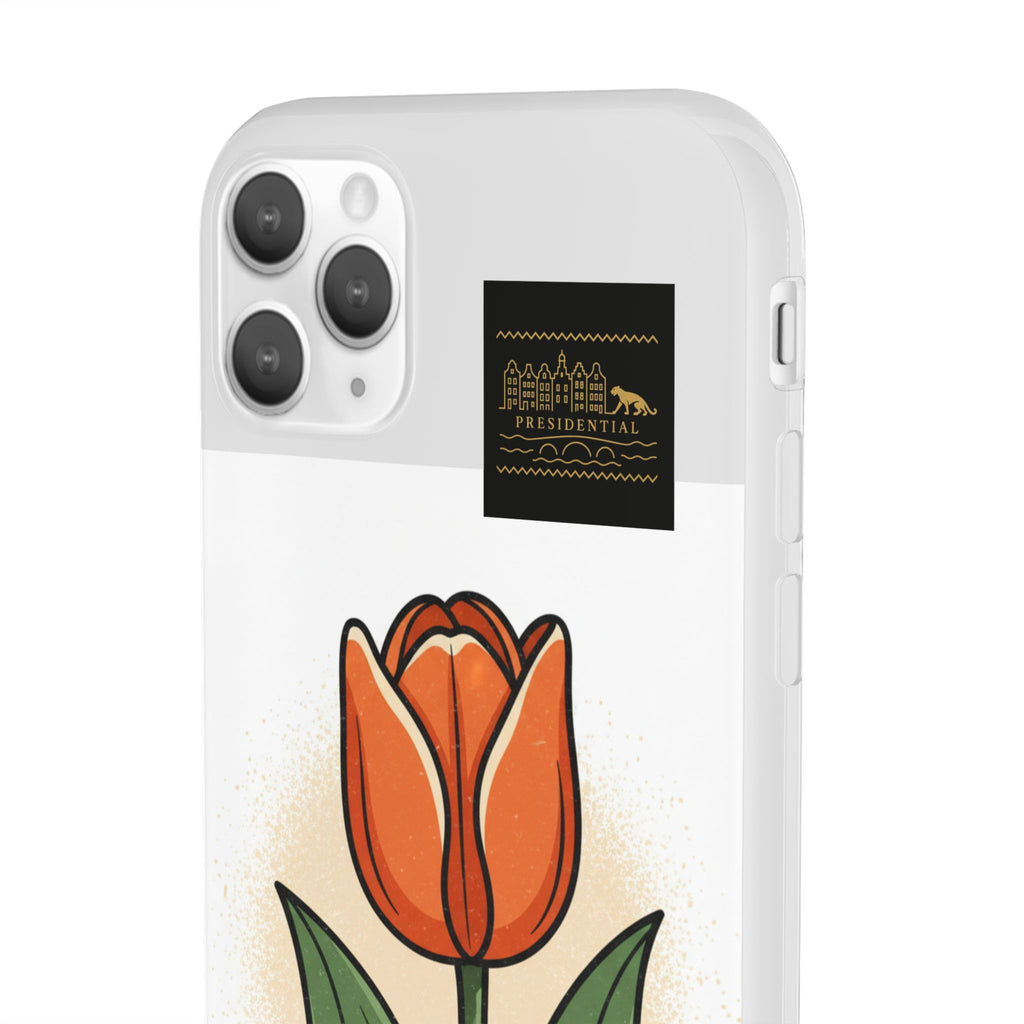 Orange Tulip Phone Case – Floral Flexi Case for Women, Spring Gift