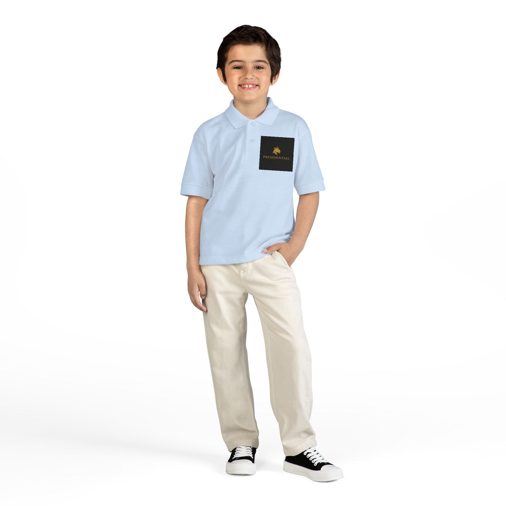 Youth Polo — Presidential Clothing Brand Logo (Gold Leopard)