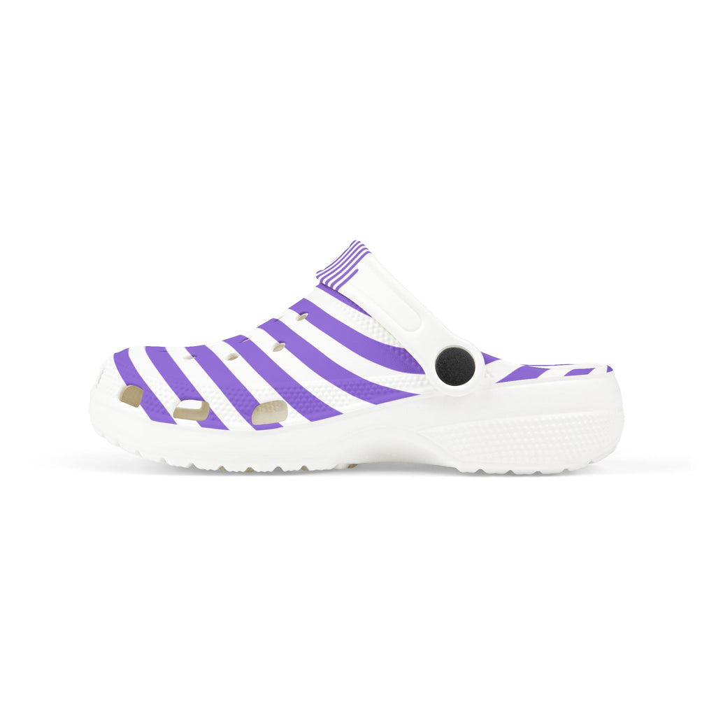 Kids Purple Striped Foam Clogs – Lightweight Slip-On Sandals for Boys & Girls