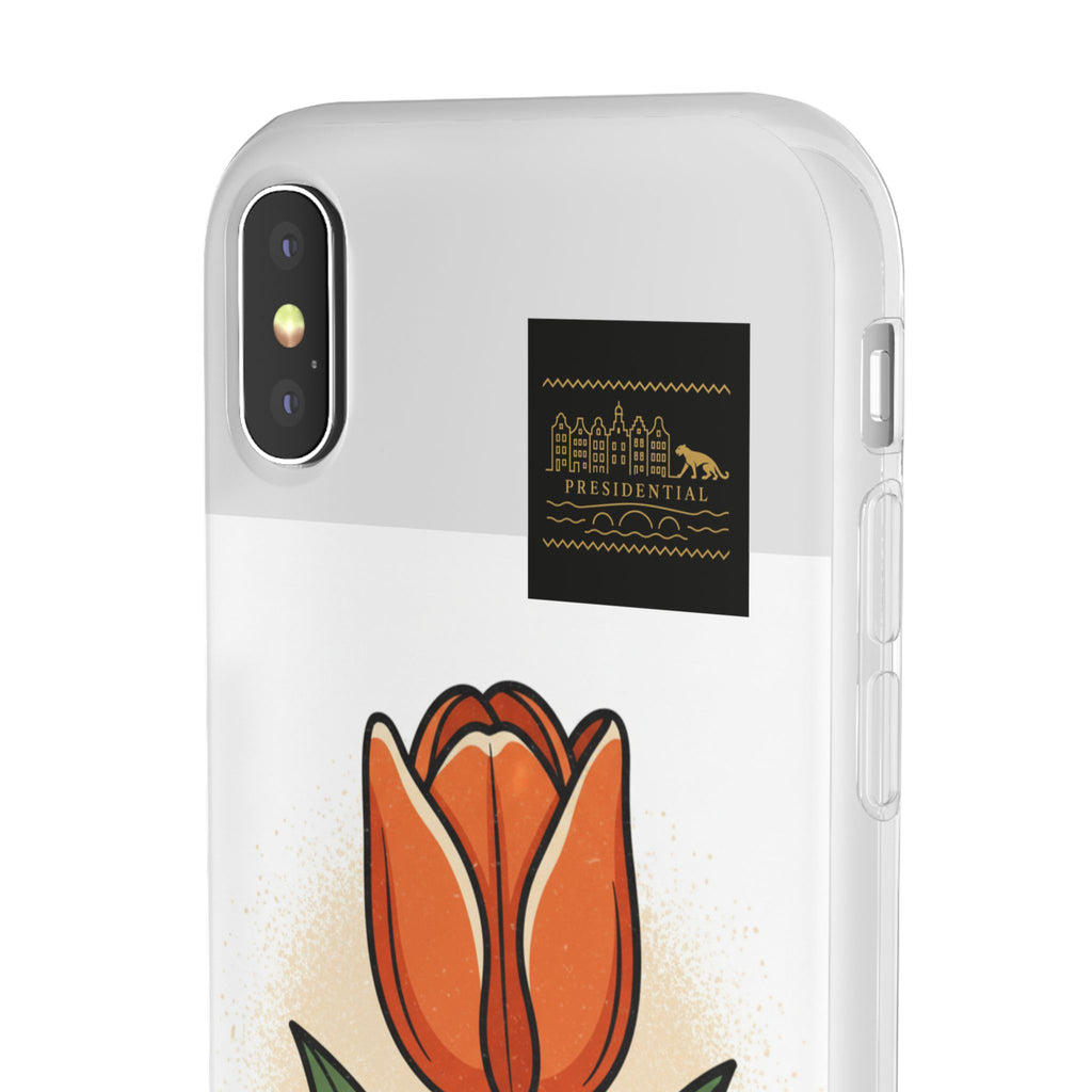 Orange Tulip Phone Case – Floral Flexi Case for Women, Spring Gift