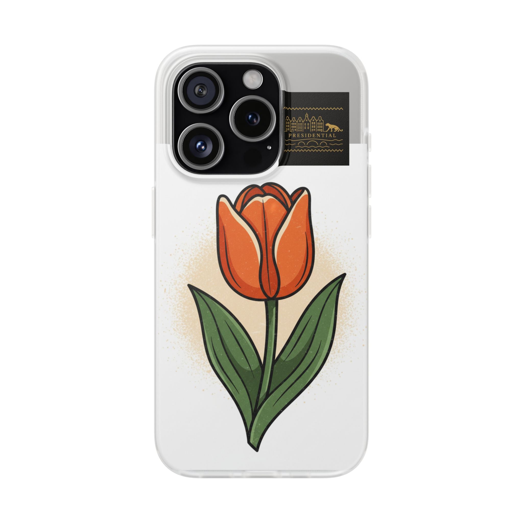 Orange Tulip Phone Case – Floral Flexi Case for Women, Spring Gift