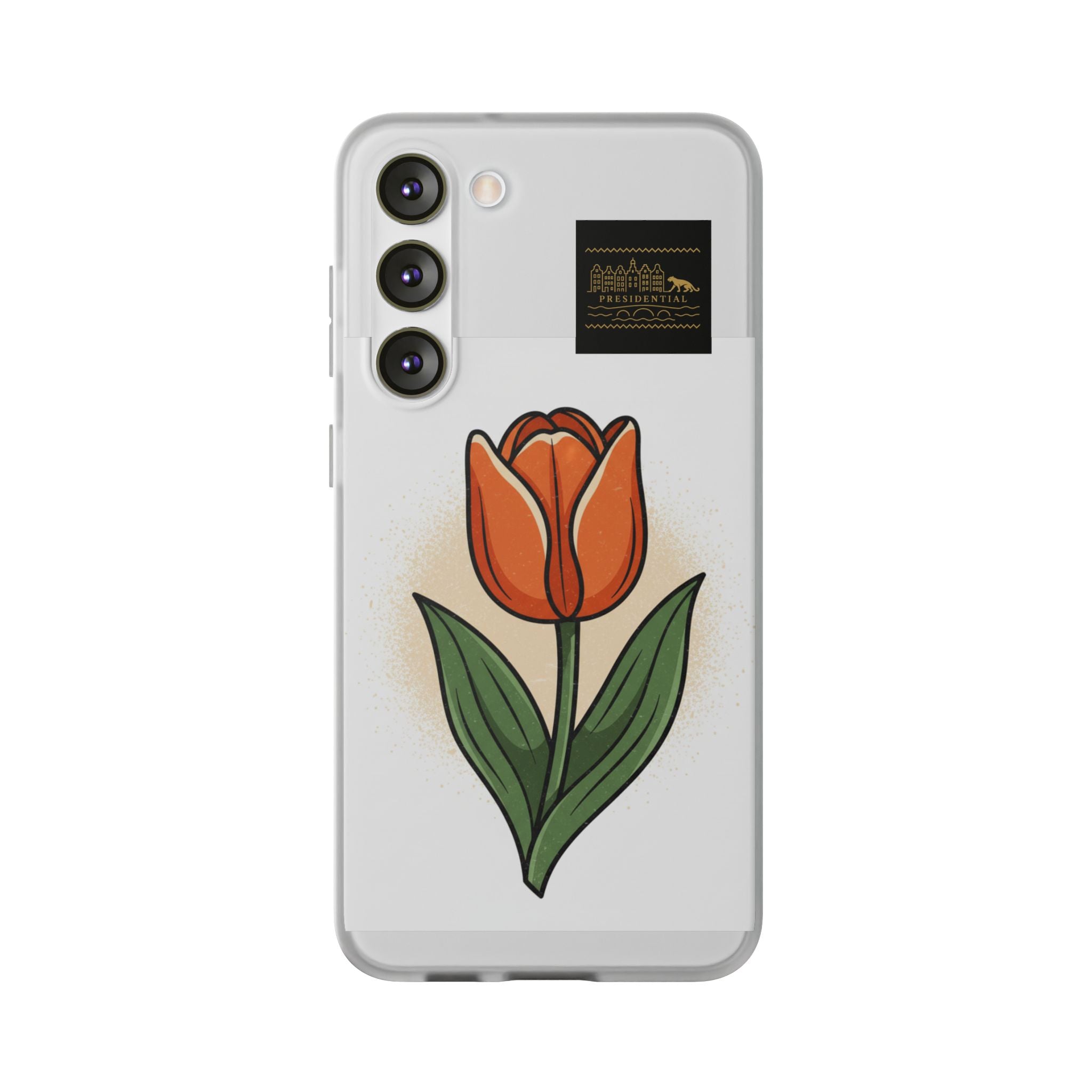 Orange Tulip Phone Case – Floral Flexi Case for Women, Spring Gift