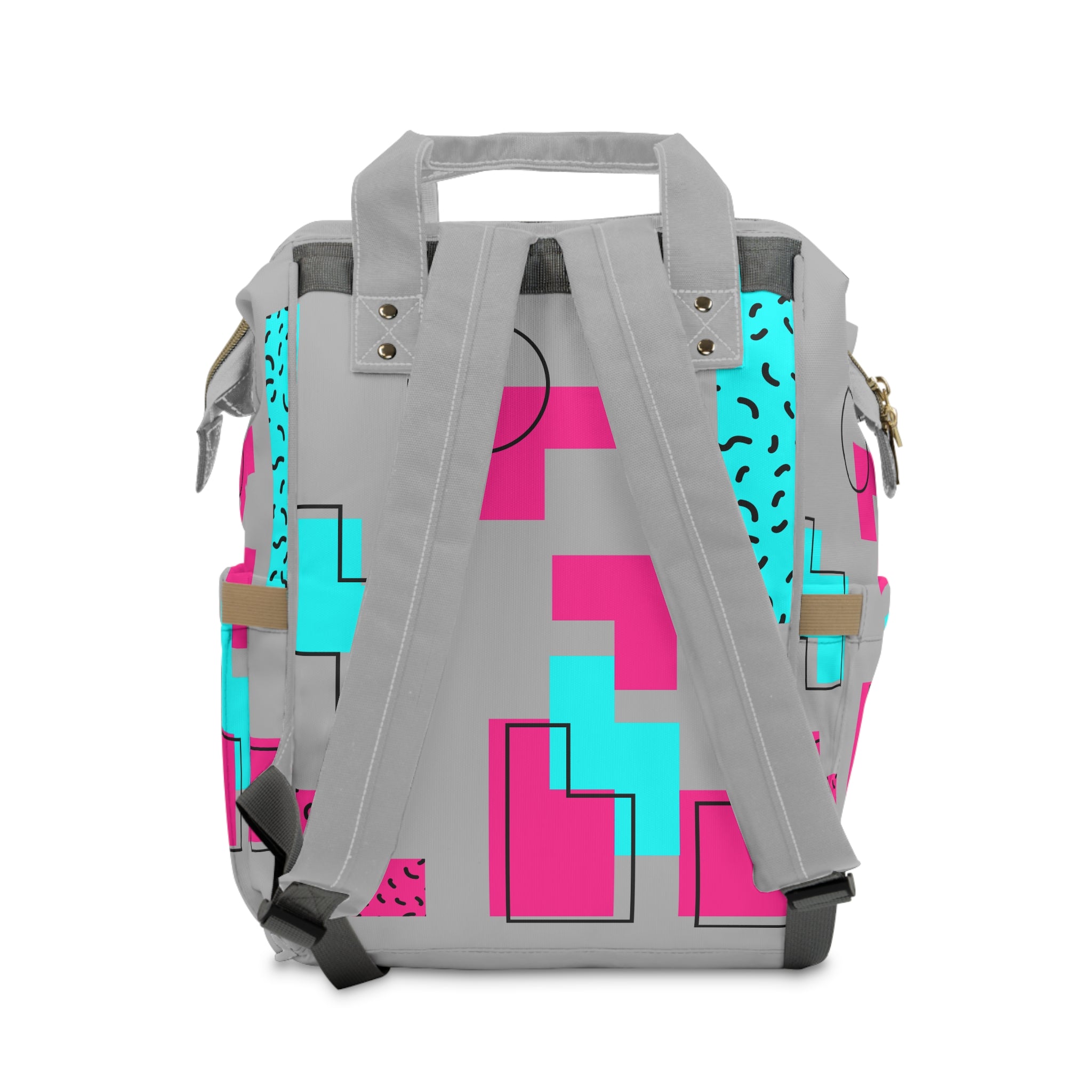 Geometric Neon Diaper Backpack — Multifunctional Baby Changing Bag