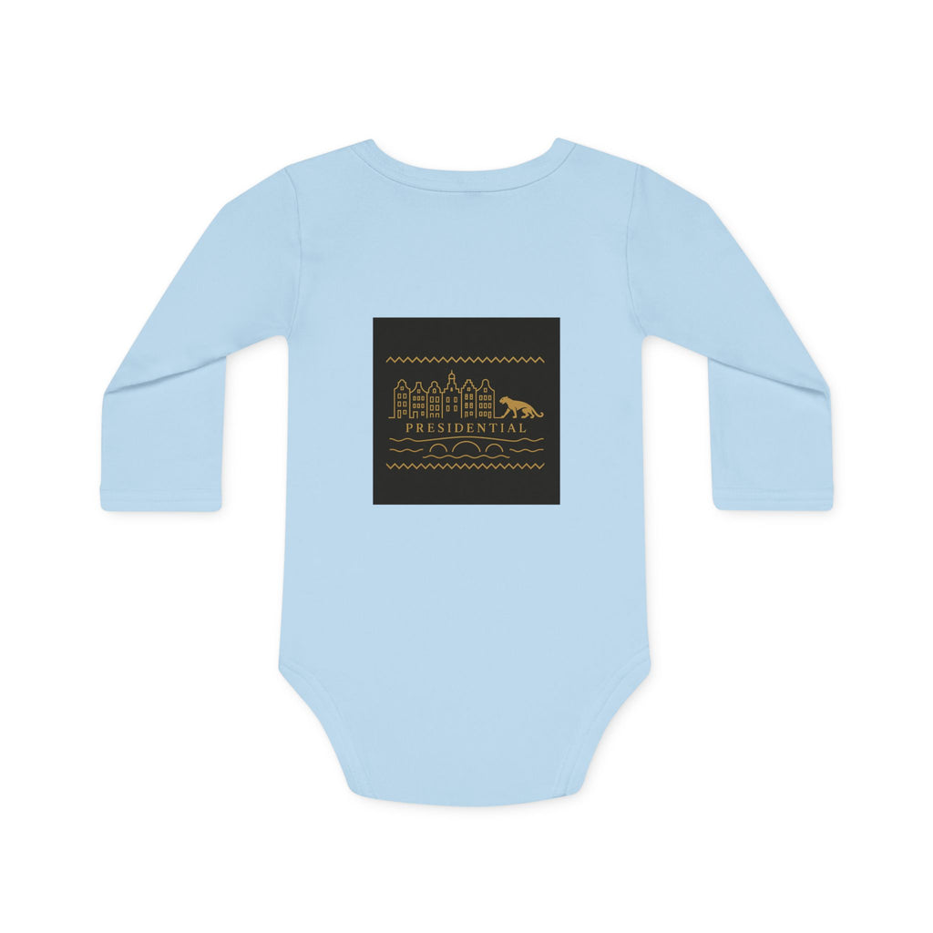 Baby Bodysuit — 'Presidential' Gold Leopard Organic Long-Sleeve Onesie