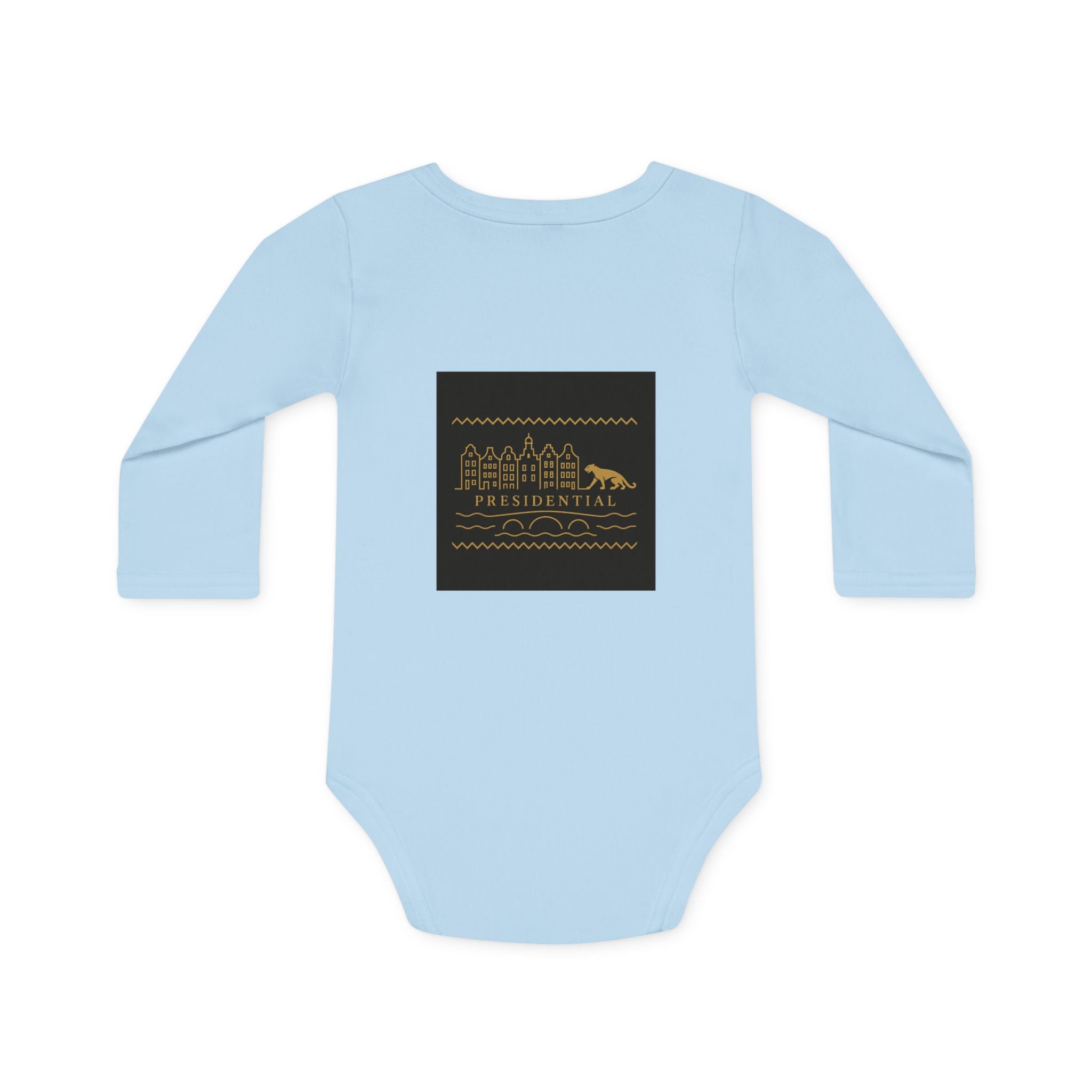 Baby Bodysuit — 'Presidential' Gold Leopard Organic Long-Sleeve Onesie