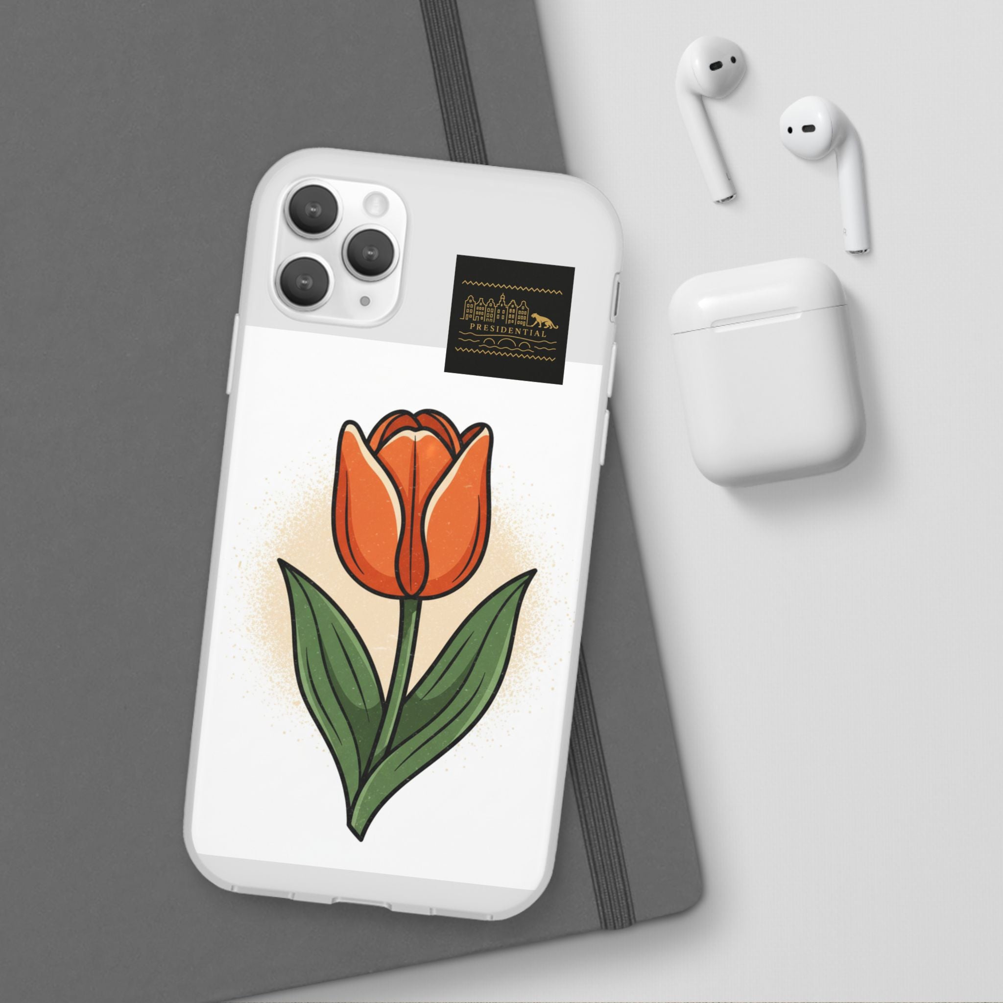 Orange Tulip Phone Case – Floral Flexi Case for Women, Spring Gift