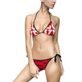 Red Graphic 'Do Good' Triangle Bikini — Women's Tie-Side Swimwear