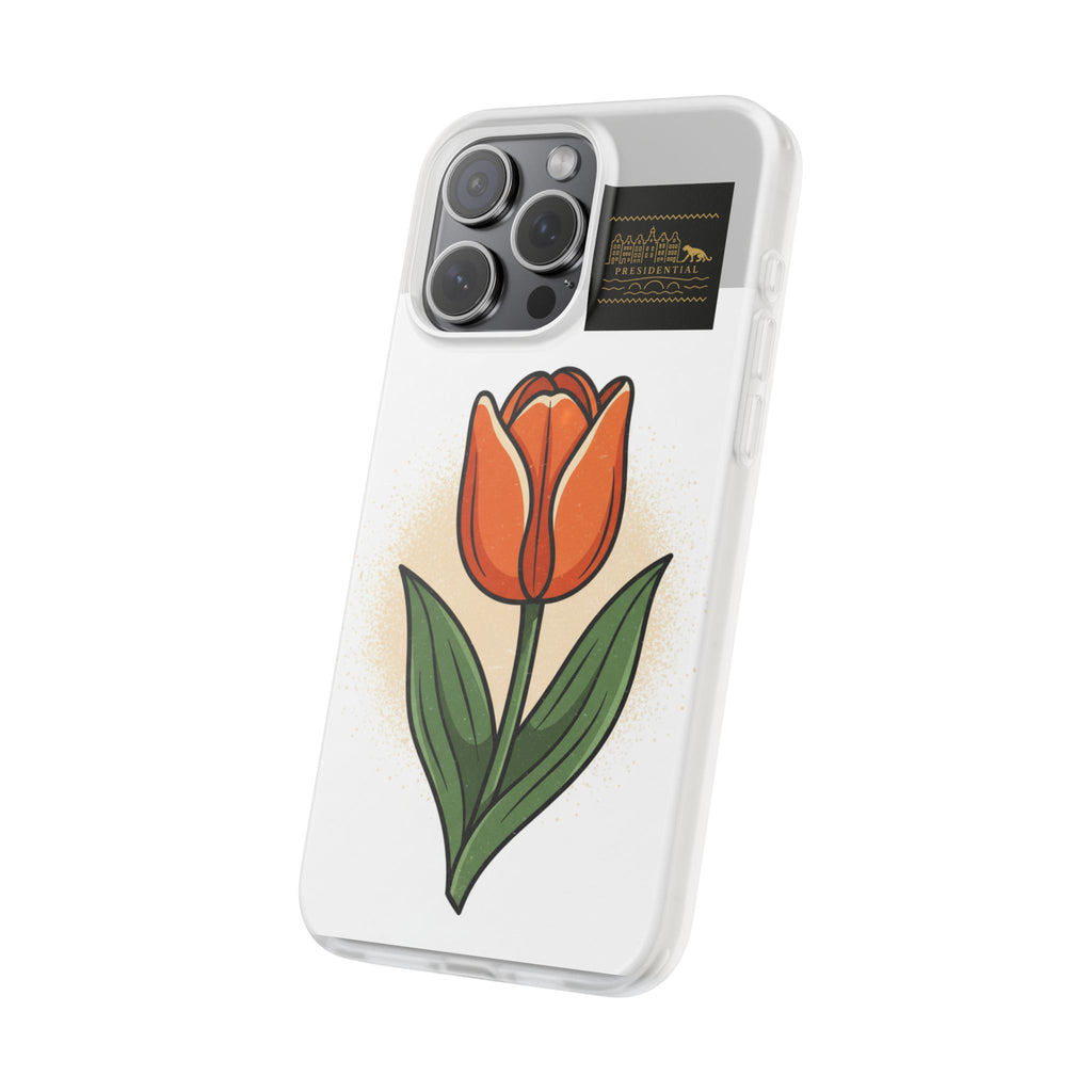 Orange Tulip Phone Case – Floral Flexi Case for Women, Spring Gift