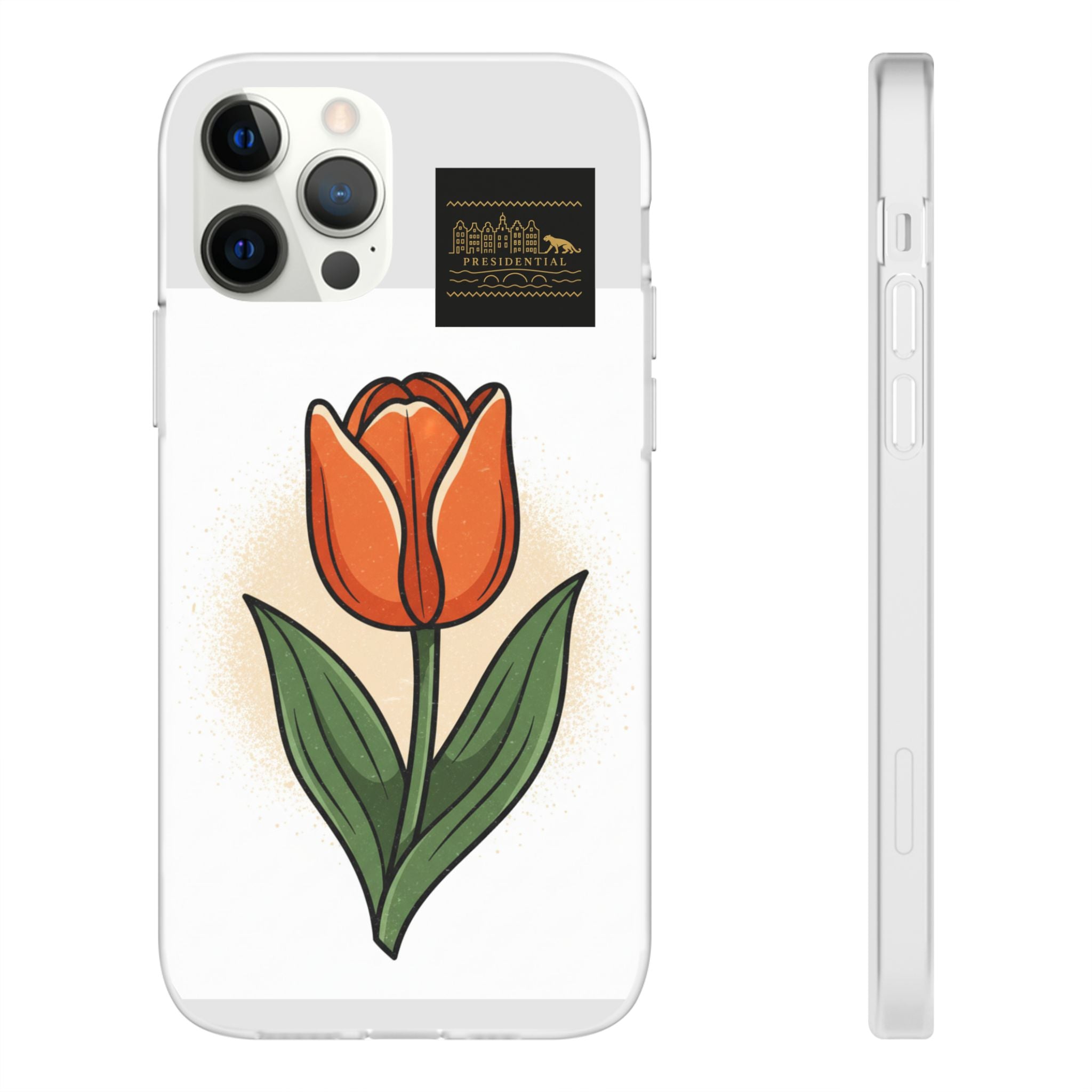 Orange Tulip Phone Case – Floral Flexi Case for Women, Spring Gift