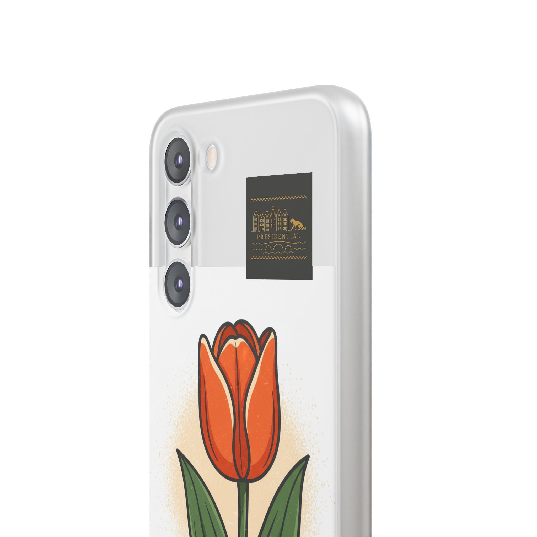 Orange Tulip Phone Case – Floral Flexi Case for Women, Spring Gift