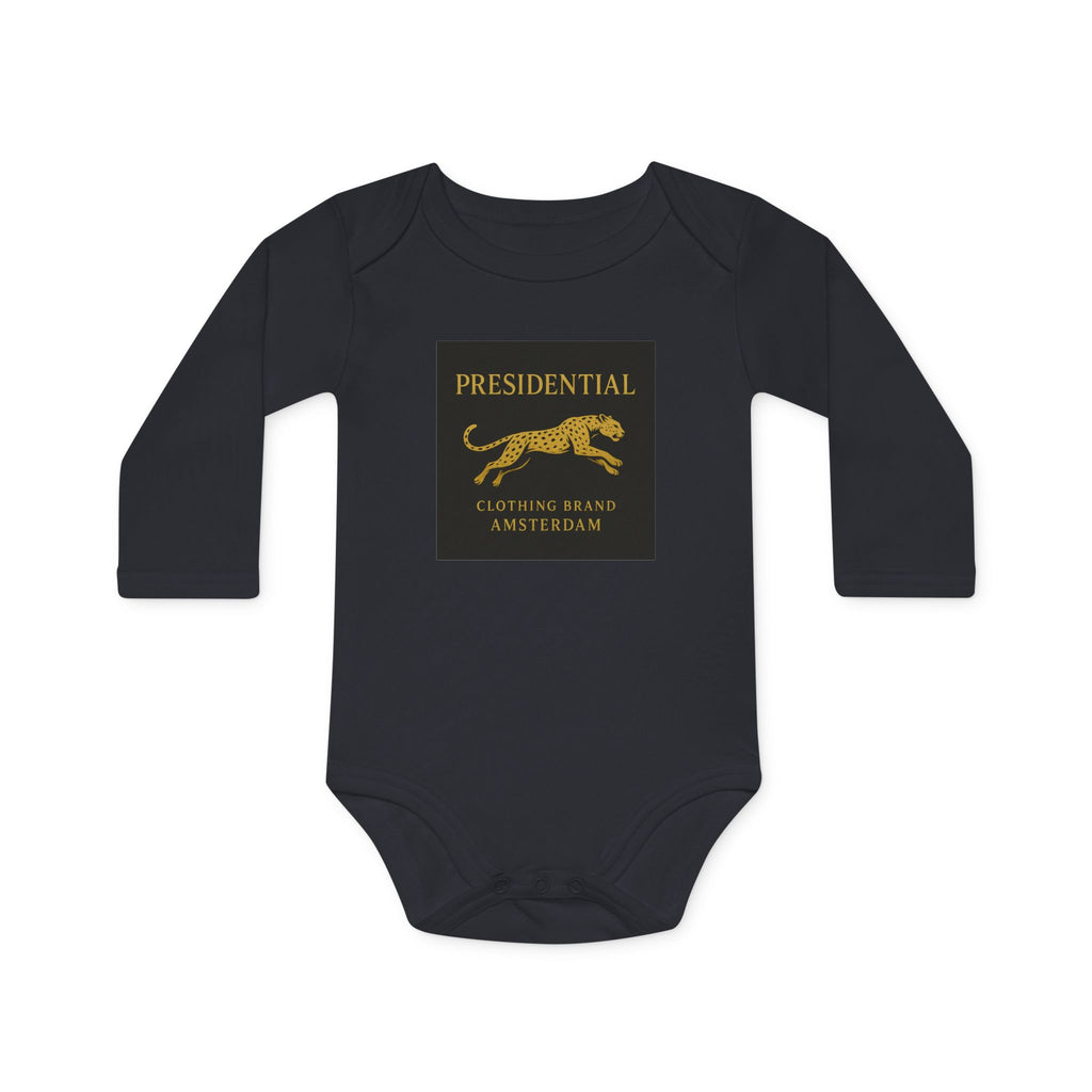 Baby Bodysuit — 'Presidential' Gold Leopard Organic Long-Sleeve Onesie