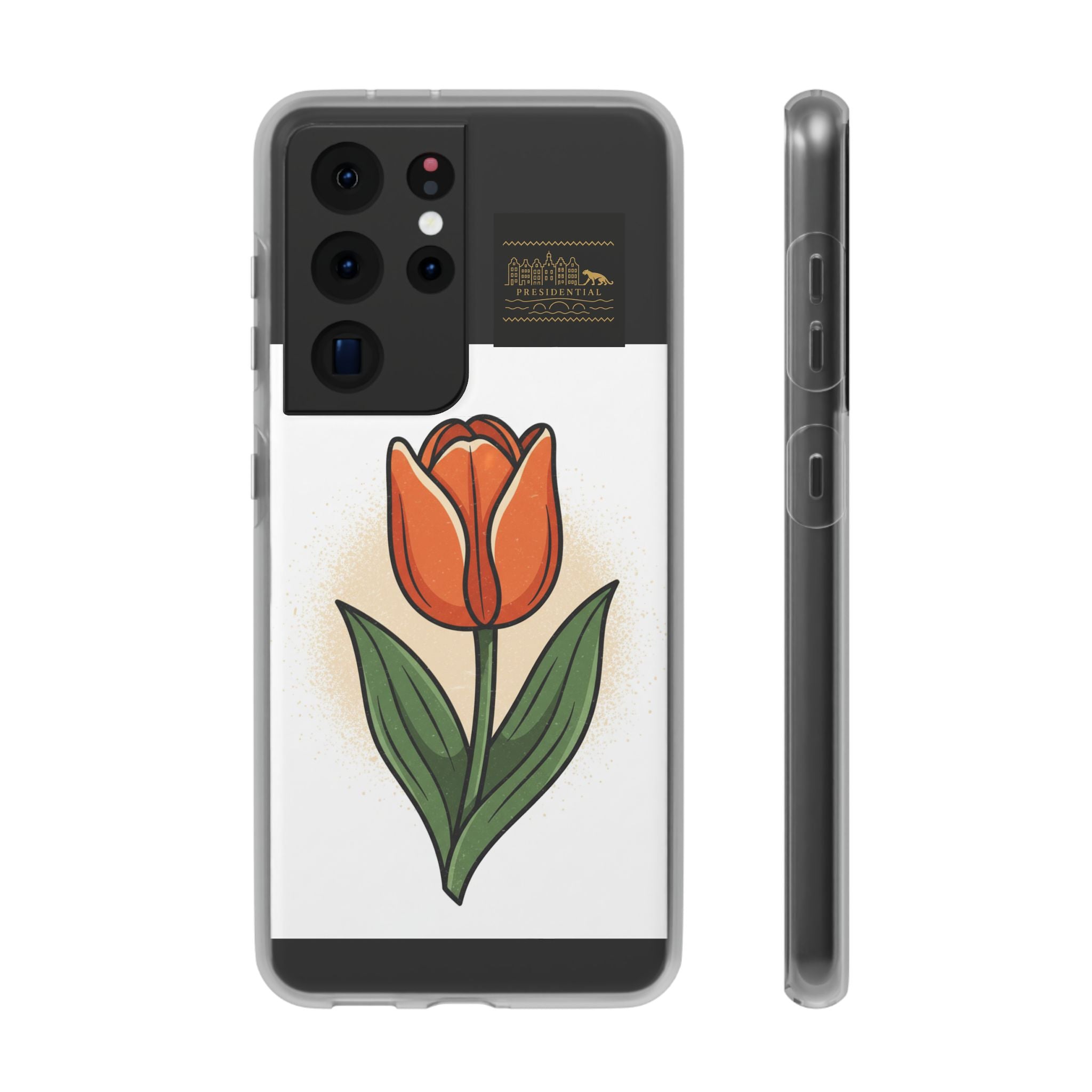 Orange Tulip Phone Case – Floral Flexi Case for Women, Spring Gift