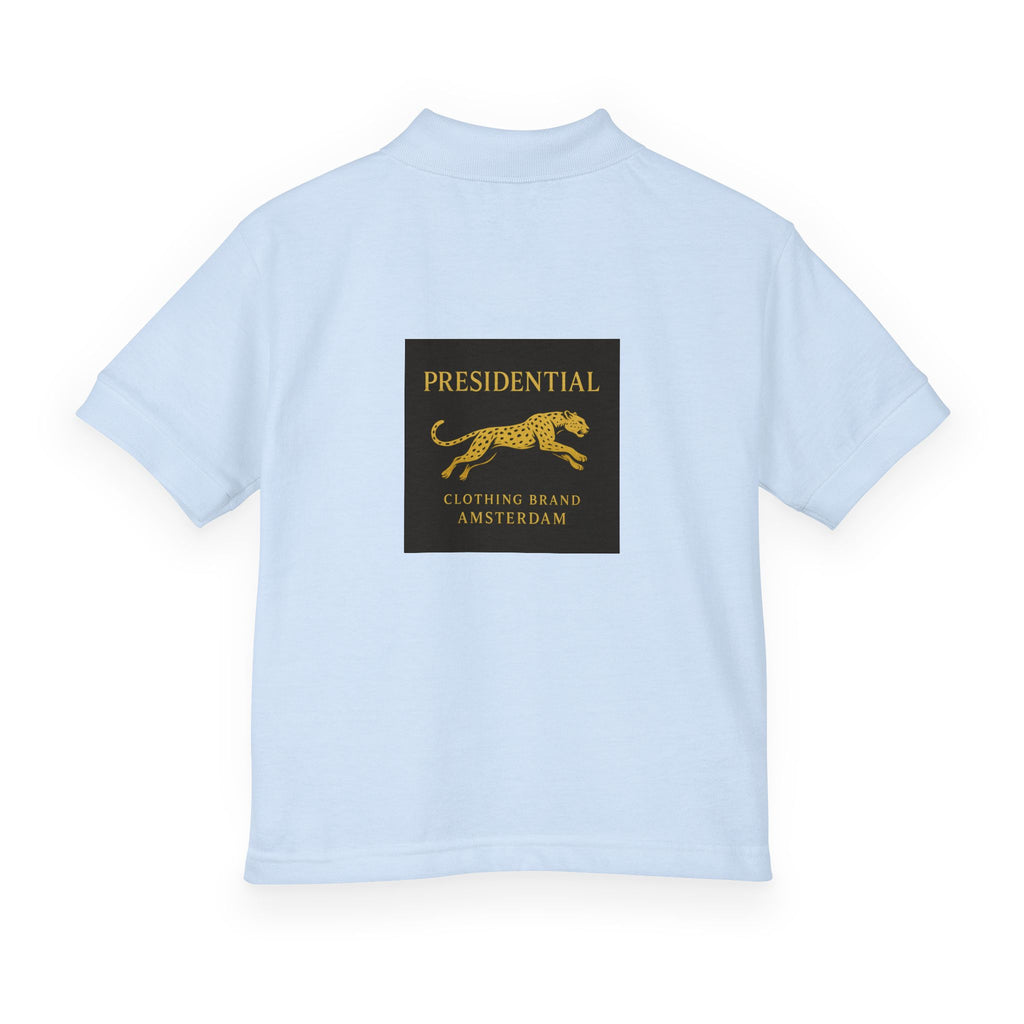 Youth Polo — Presidential Clothing Brand Logo (Gold Leopard)