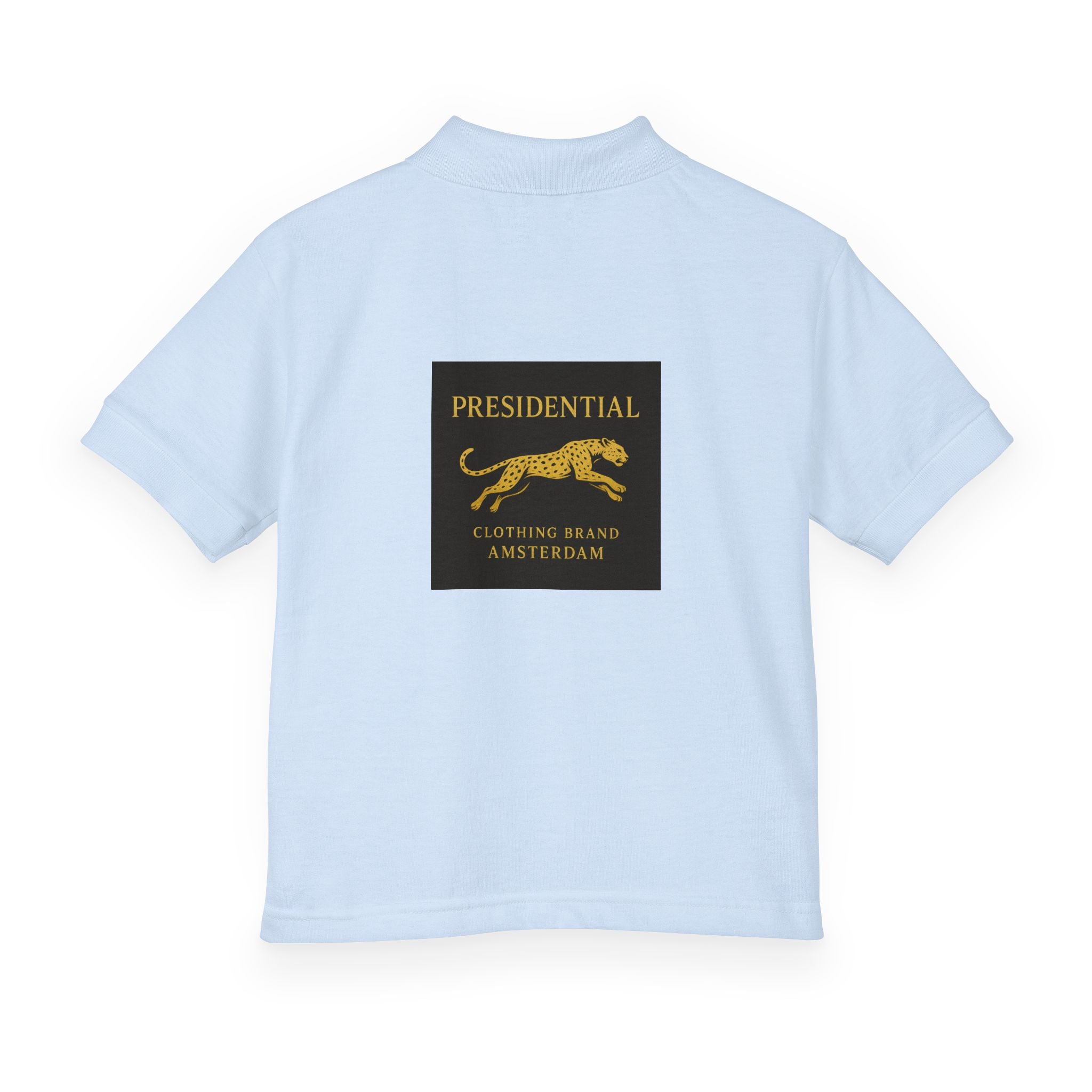 Youth Polo — Presidential Clothing Brand Logo (Gold Leopard)