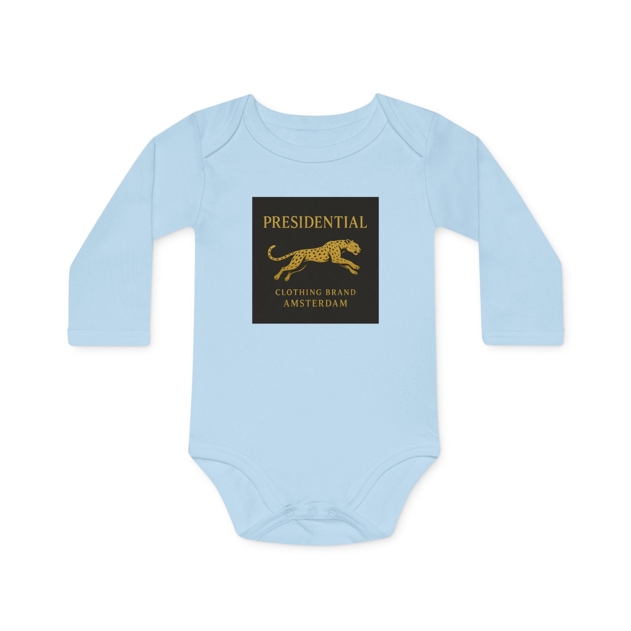 Baby Bodysuit — 'Presidential' Gold Leopard Organic Long-Sleeve Onesie
