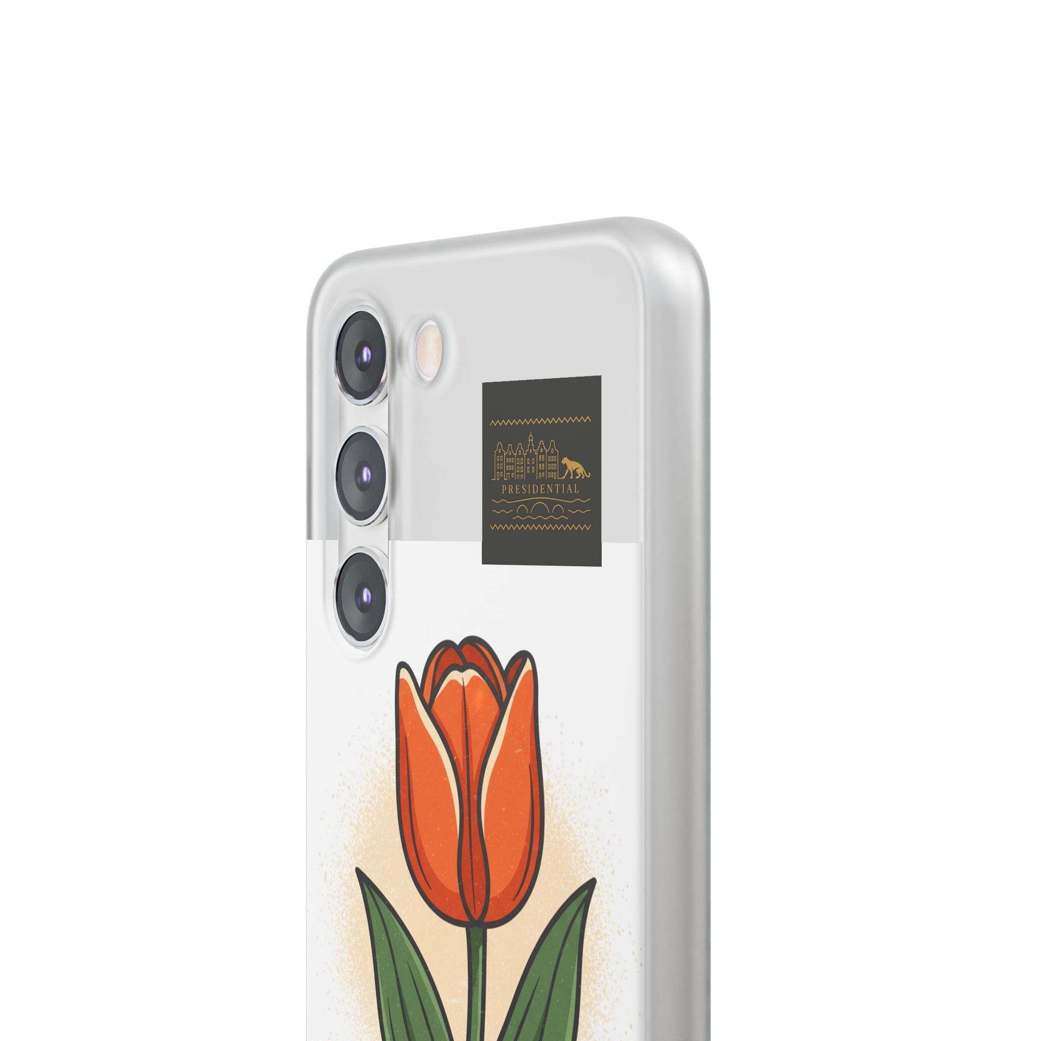 Orange Tulip Phone Case – Floral Flexi Case for Women, Spring Gift