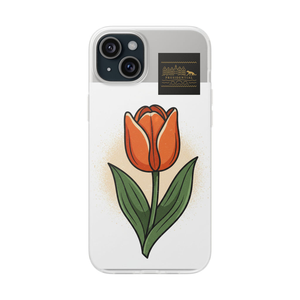Orange Tulip Phone Case – Floral Flexi Case for Women, Spring Gift