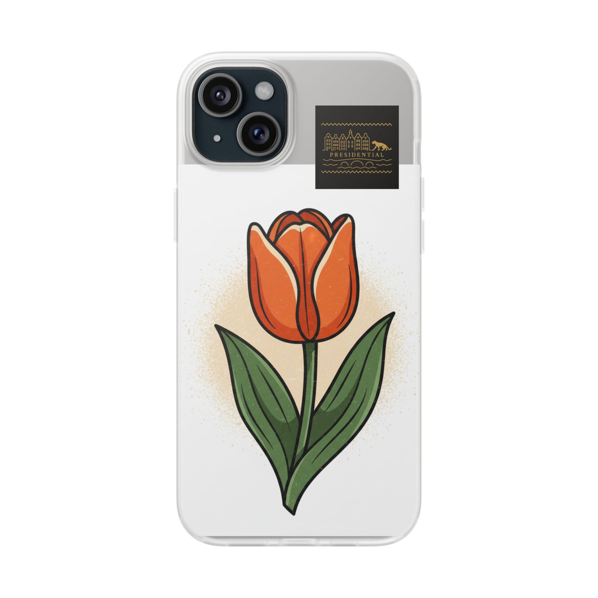 Orange Tulip Phone Case – Floral Flexi Case for Women, Spring Gift