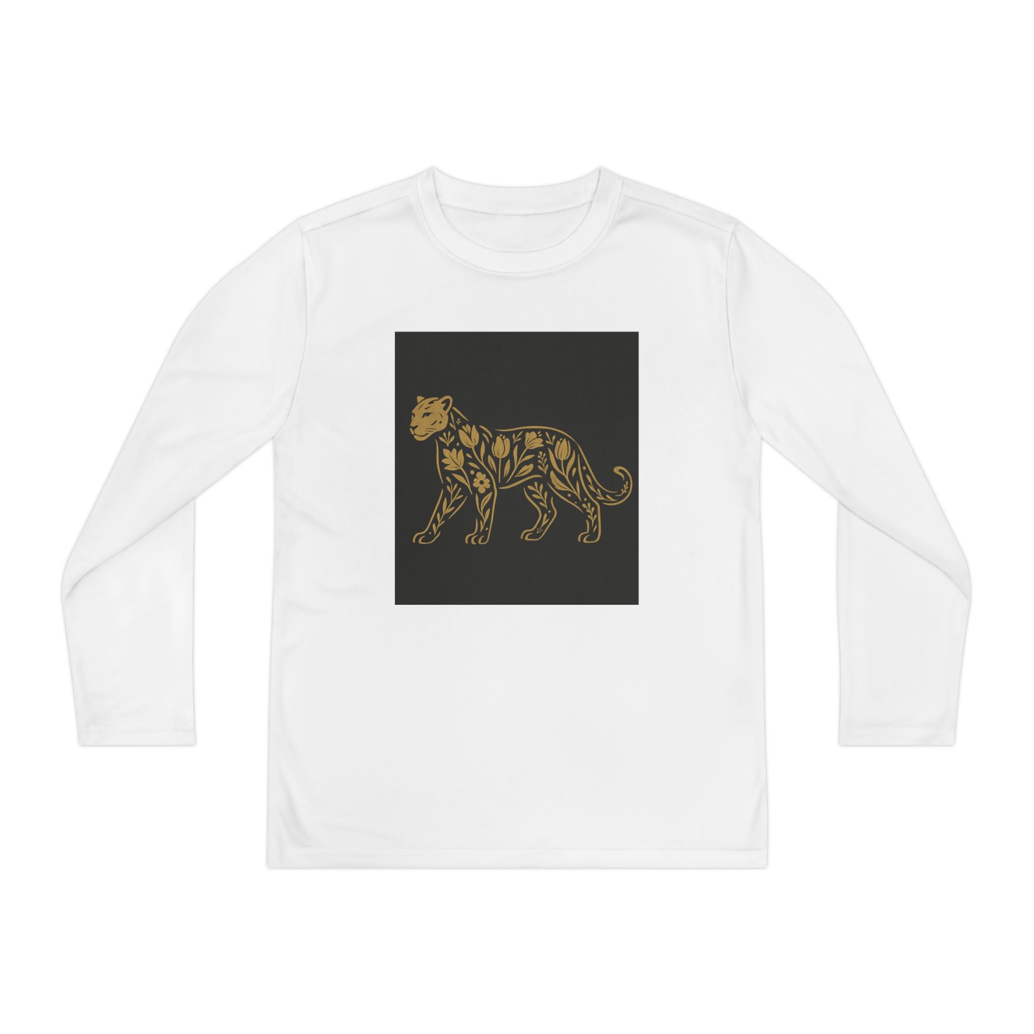 Youth Long Sleeve Tee — Gold Floral Tiger & "Presidential" Logo