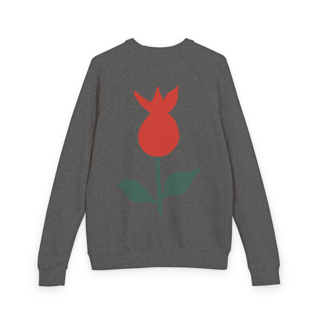 Botanical Crewneck Sweatshirt — Minimal Leaf & Tulip Floral Raglan