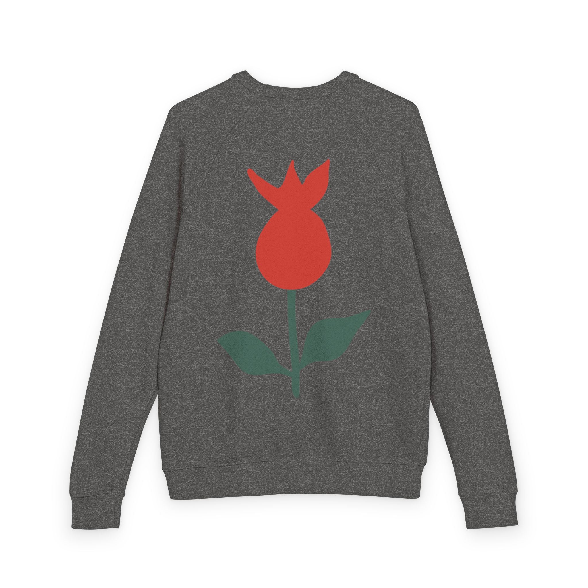 Botanical Crewneck Sweatshirt — Minimal Leaf & Tulip Floral Raglan