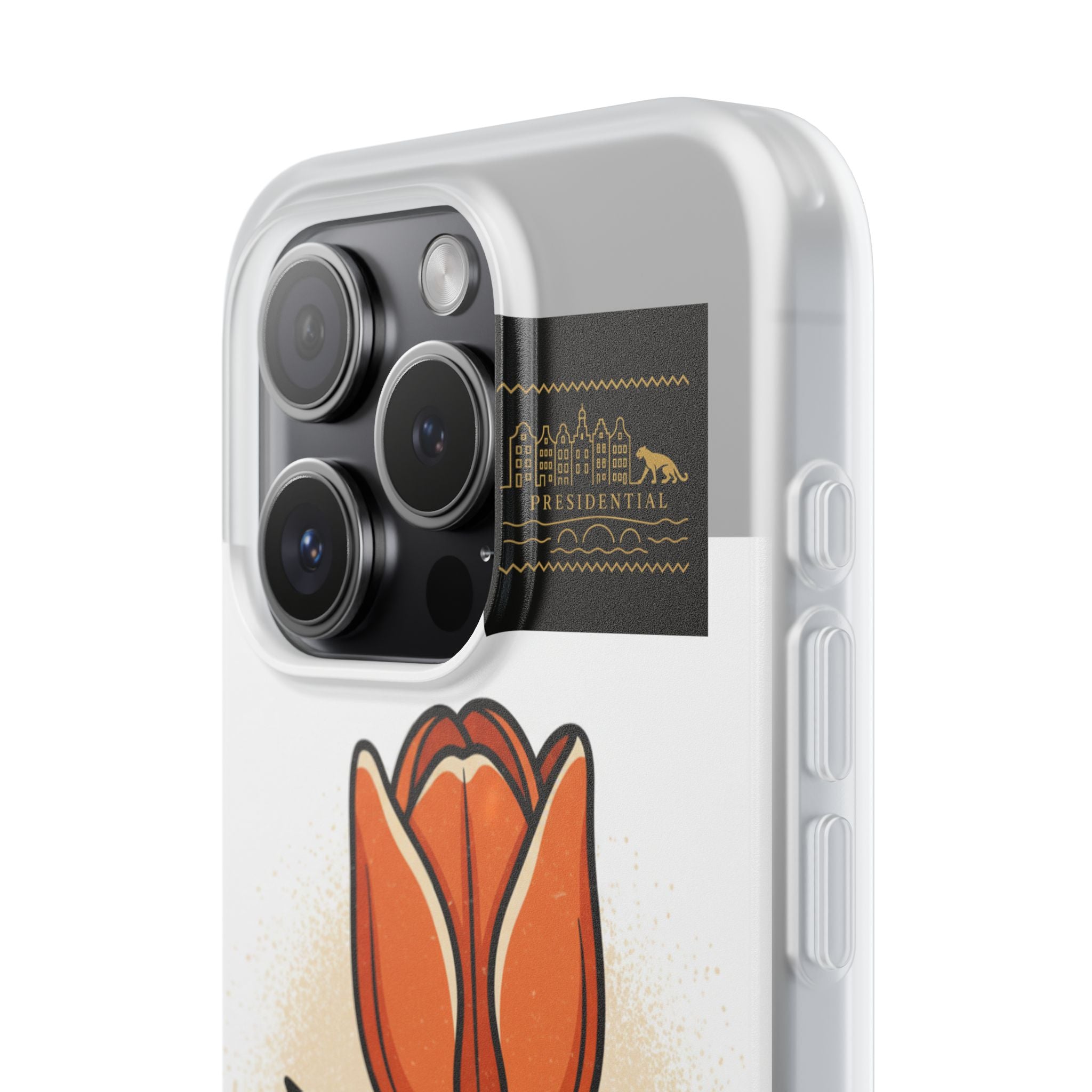 Orange Tulip Phone Case – Floral Flexi Case for Women, Spring Gift