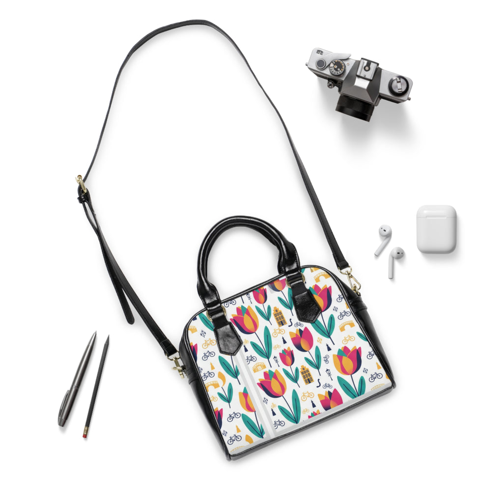 Tulip Parade Shoulder Handbag — Floral City Cycling Pattern