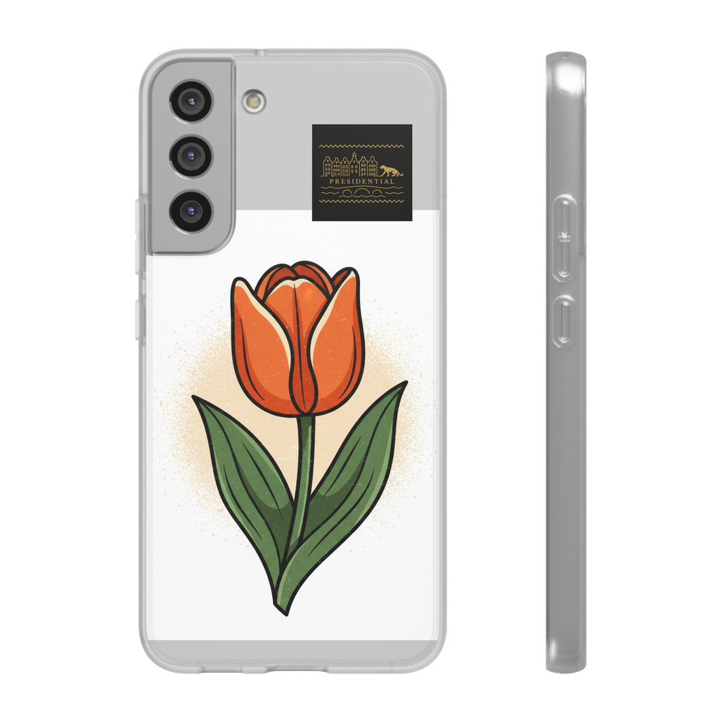 Orange Tulip Phone Case – Floral Flexi Case for Women, Spring Gift