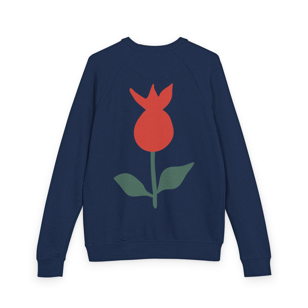 Botanical Crewneck Sweatshirt — Minimal Leaf & Tulip Floral Raglan