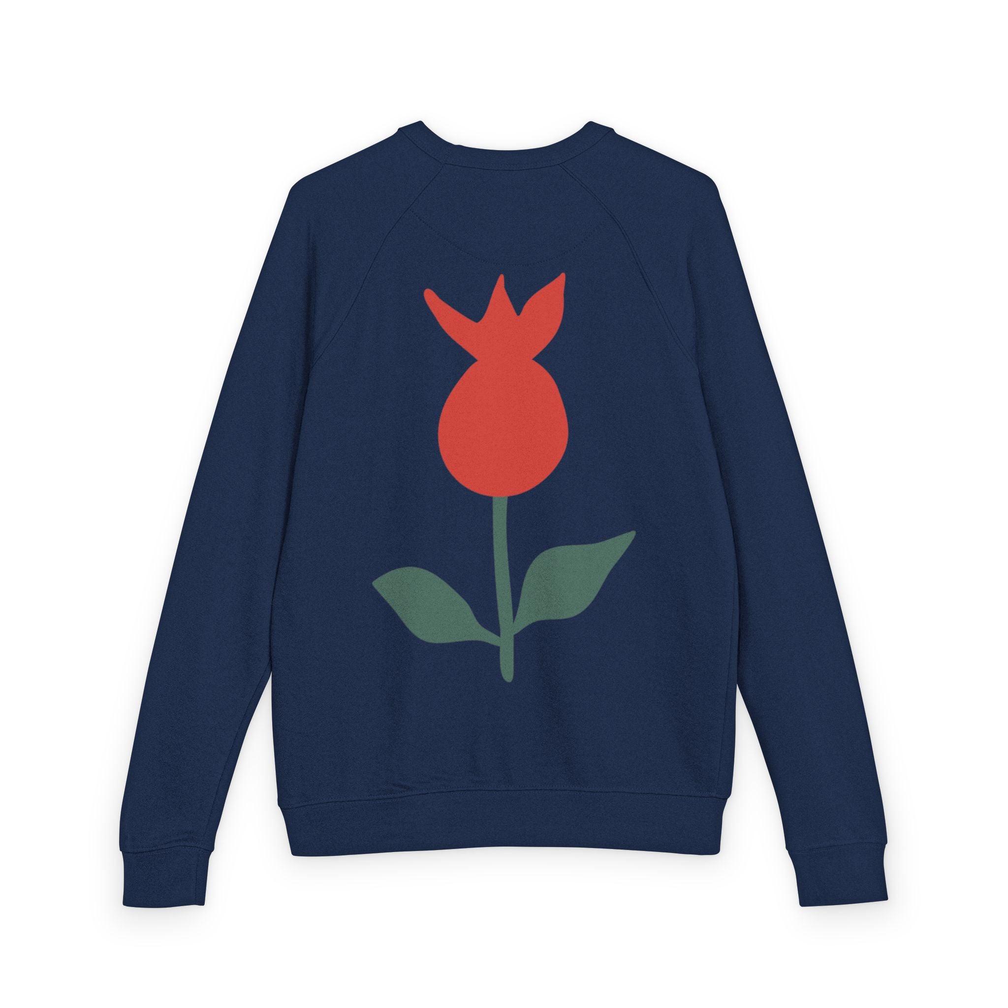 Botanical Crewneck Sweatshirt — Minimal Leaf & Tulip Floral Raglan