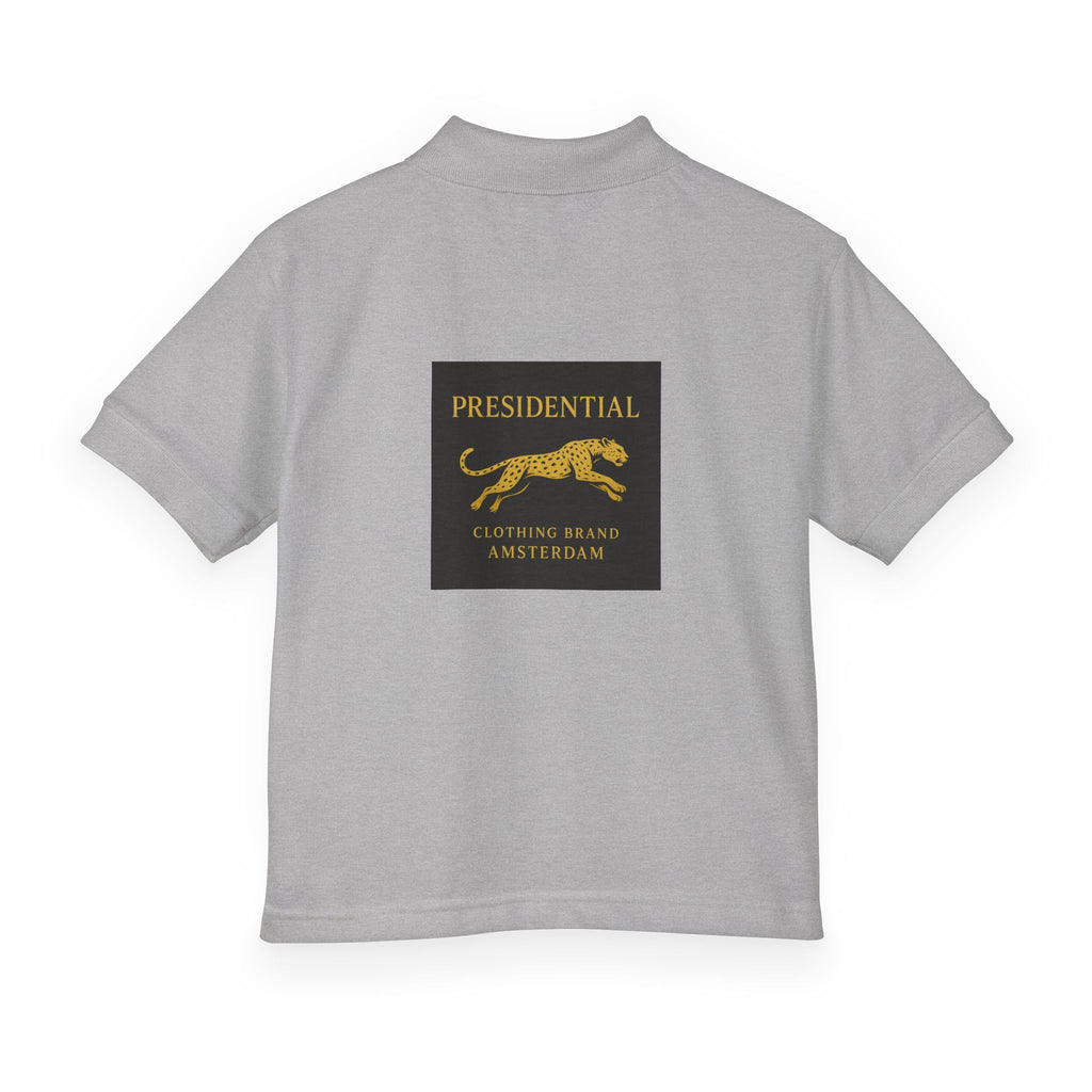 Youth Polo — Presidential Clothing Brand Logo (Gold Leopard)
