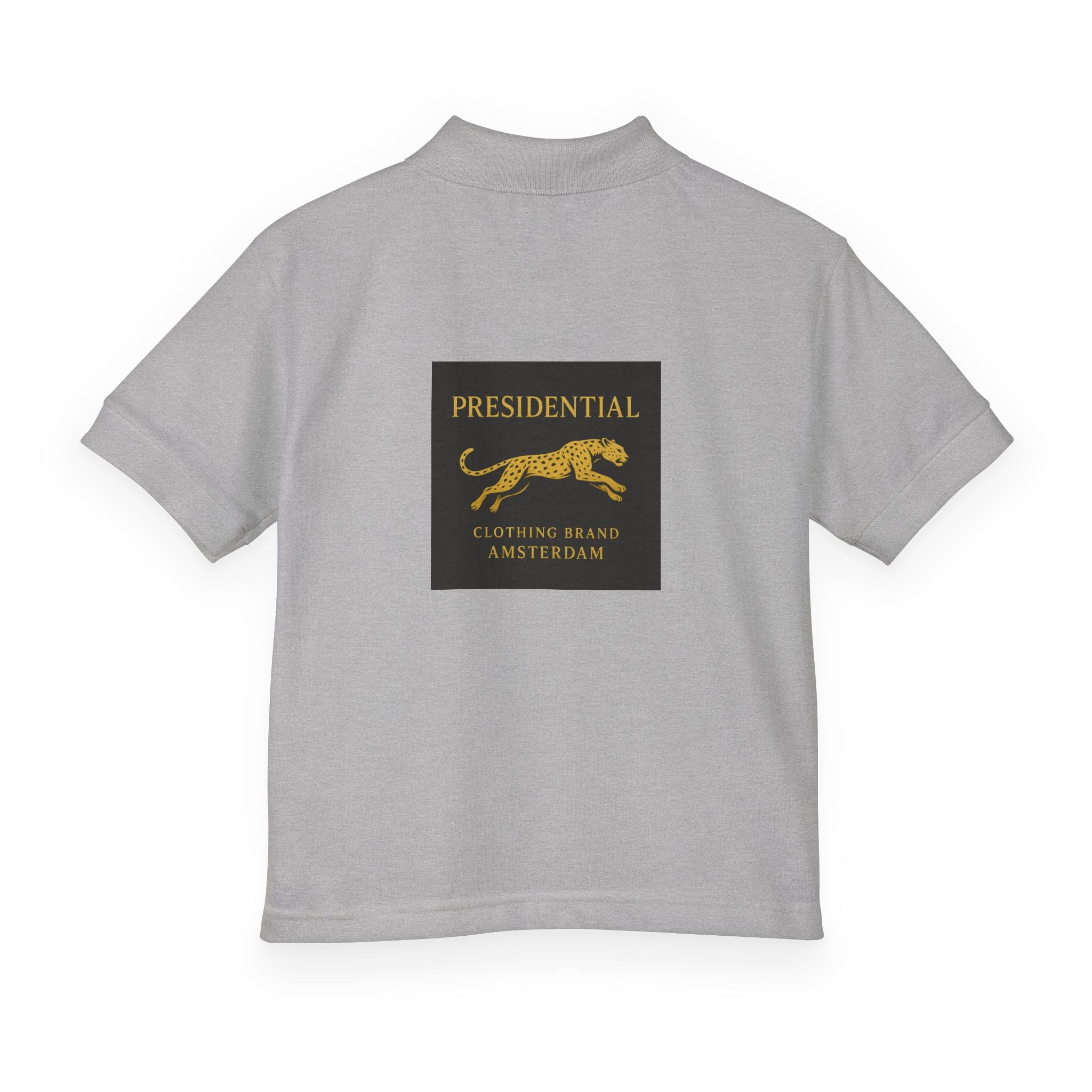 Youth Polo — Presidential Clothing Brand Logo (Gold Leopard)