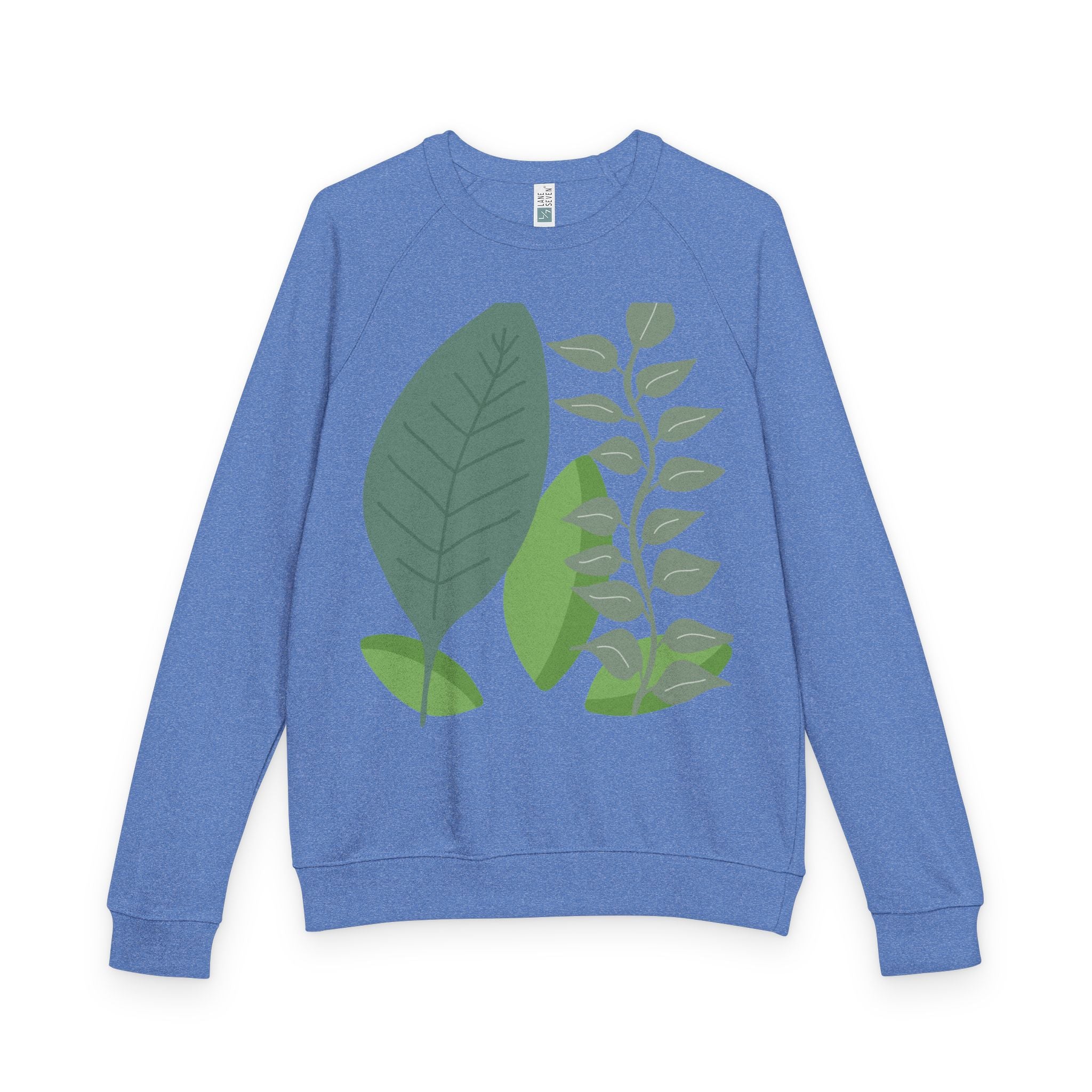 Botanical Crewneck Sweatshirt — Minimal Leaf & Tulip Floral Raglan