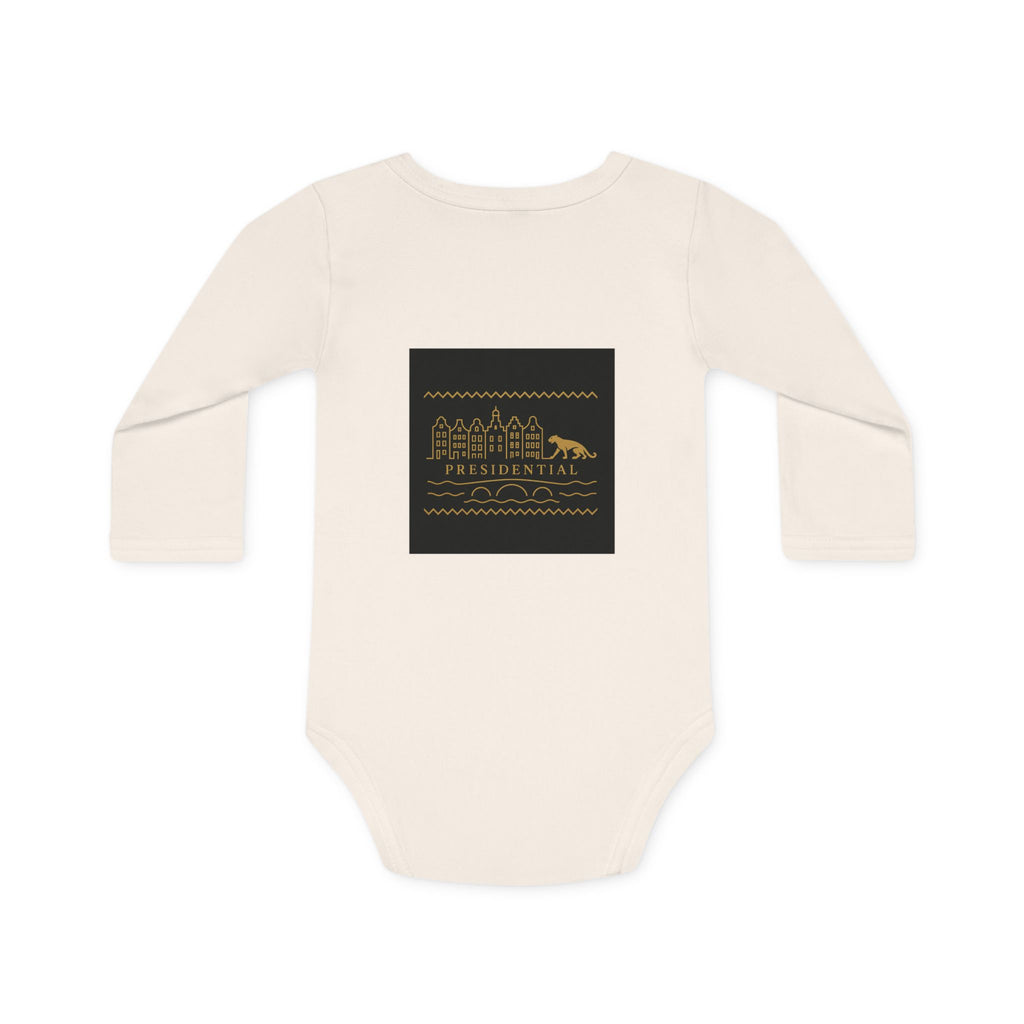 Baby Bodysuit — 'Presidential' Gold Leopard Organic Long-Sleeve Onesie