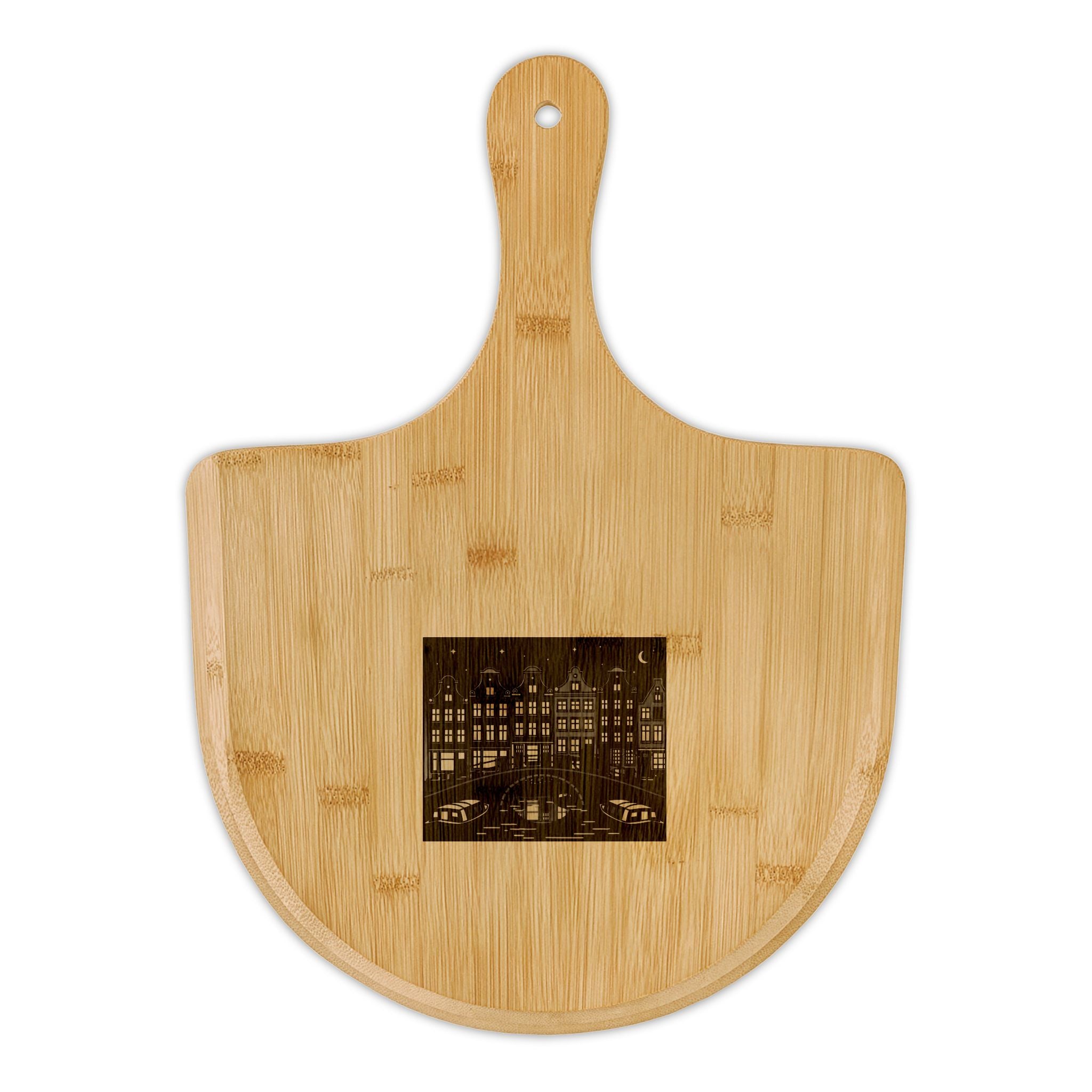 Engraved Bamboo Pizza Peel — Personalized Wood Serving & Baking Board