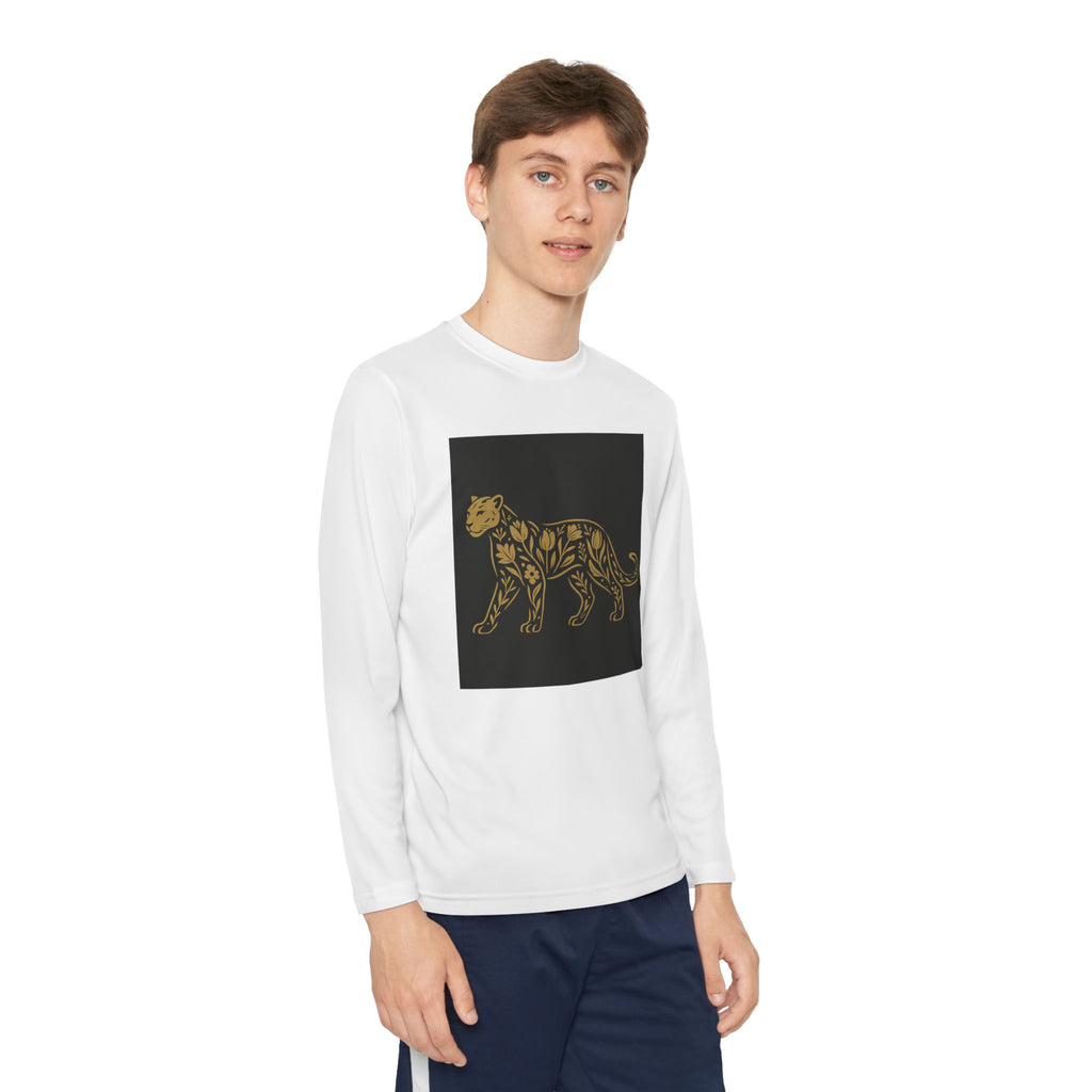 Youth Long Sleeve Tee — Gold Floral Tiger & "Presidential" Logo