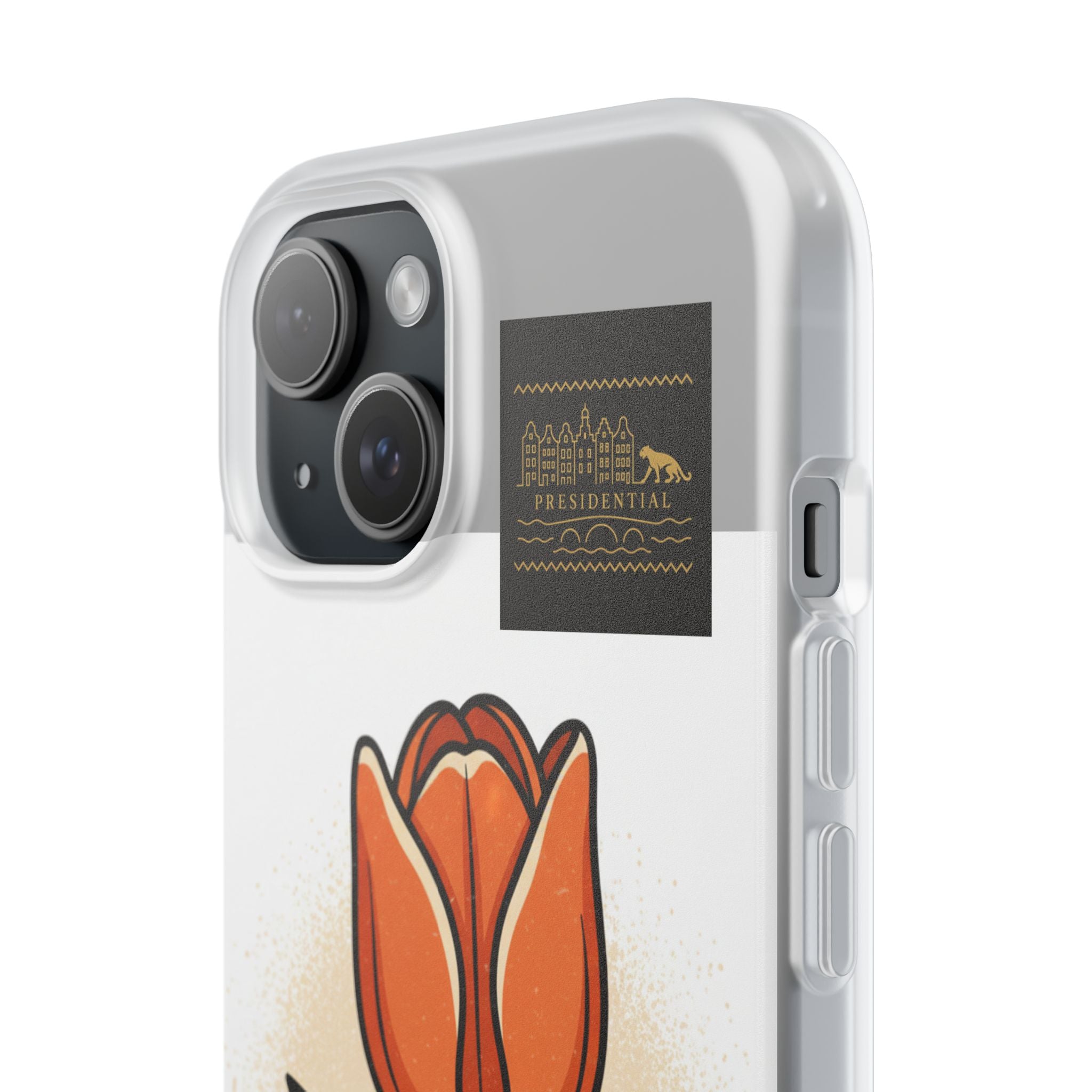 Orange Tulip Phone Case – Floral Flexi Case for Women, Spring Gift